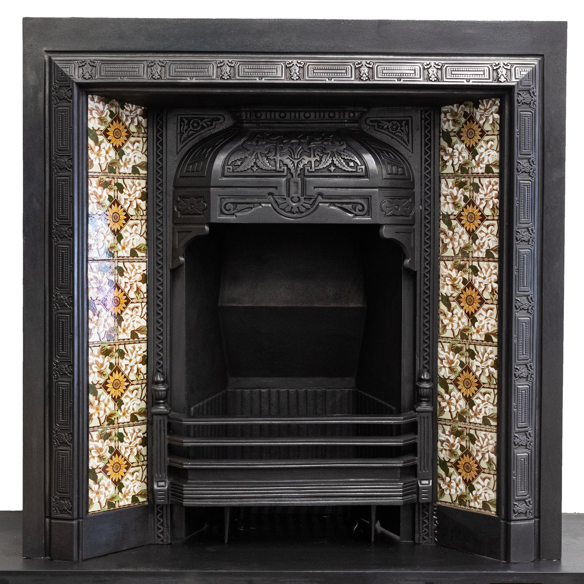 Antique Victorian Fireplace Insert with Sunflower Tiles | The Architectural Forum