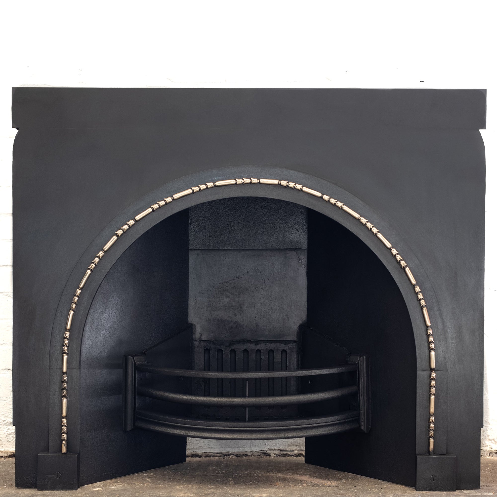 Antique Arched Cast Iron Insert with Brass | The Architectural Forum