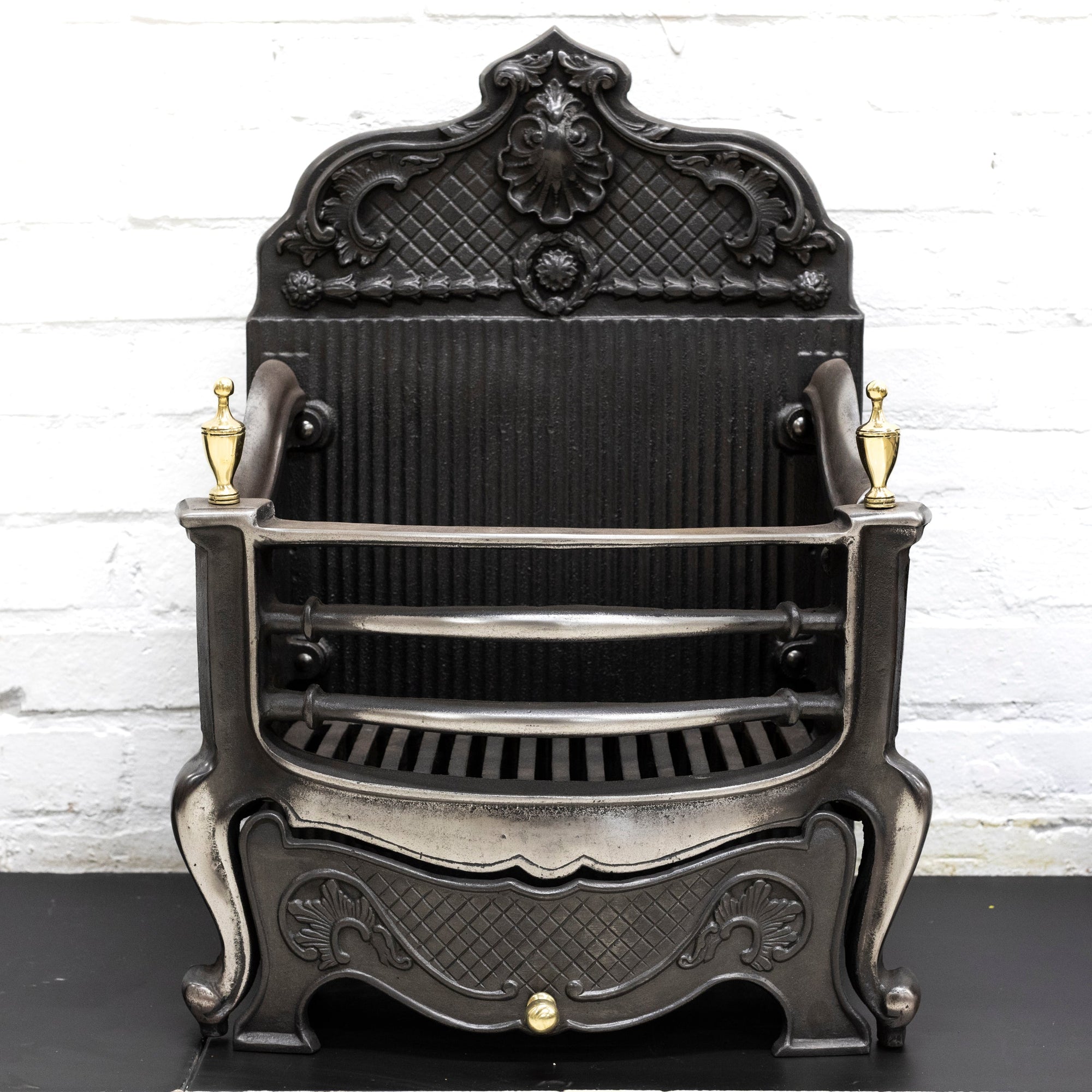 Reclaimed Cast Iron Fire Basket with Finials | The Architectural Forum