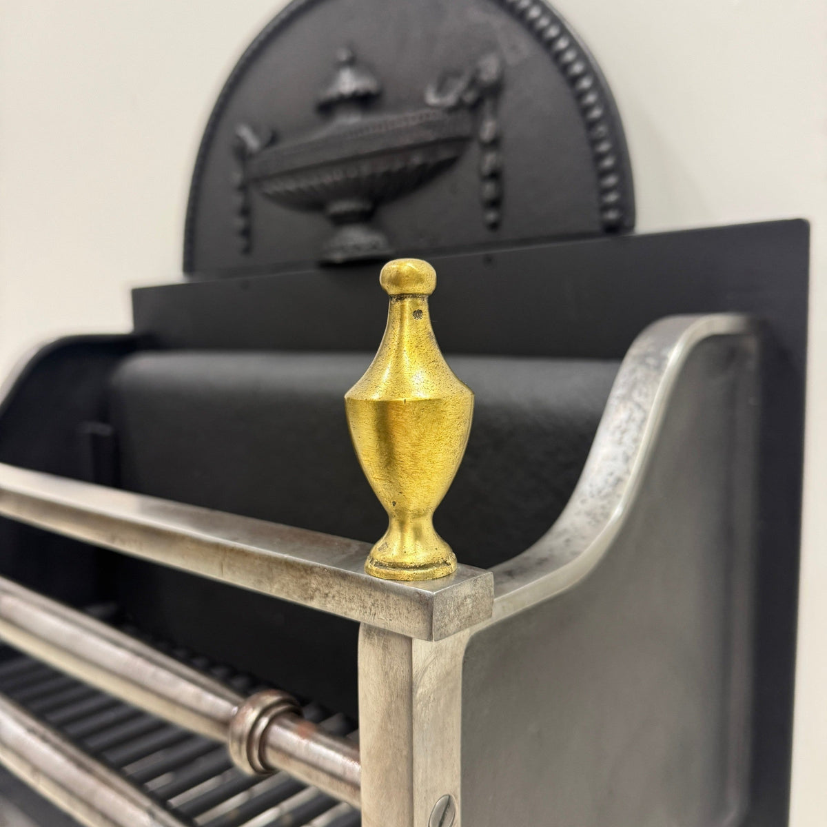 Regency-Style Reclaimed Fire Basket With Brass Finials | The Architectural Forum