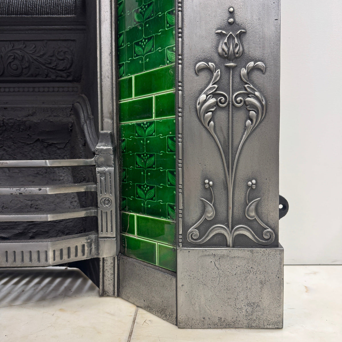 Antique Cast Iron Art Nouveau Combination Fireplace | The Architectural Forum