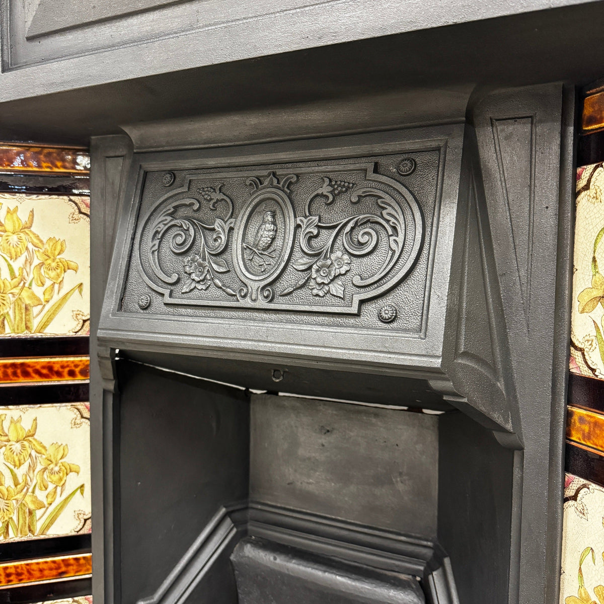 Antique Victorian Tiled Cast Iron Combination Fireplace | The Architectural Forum