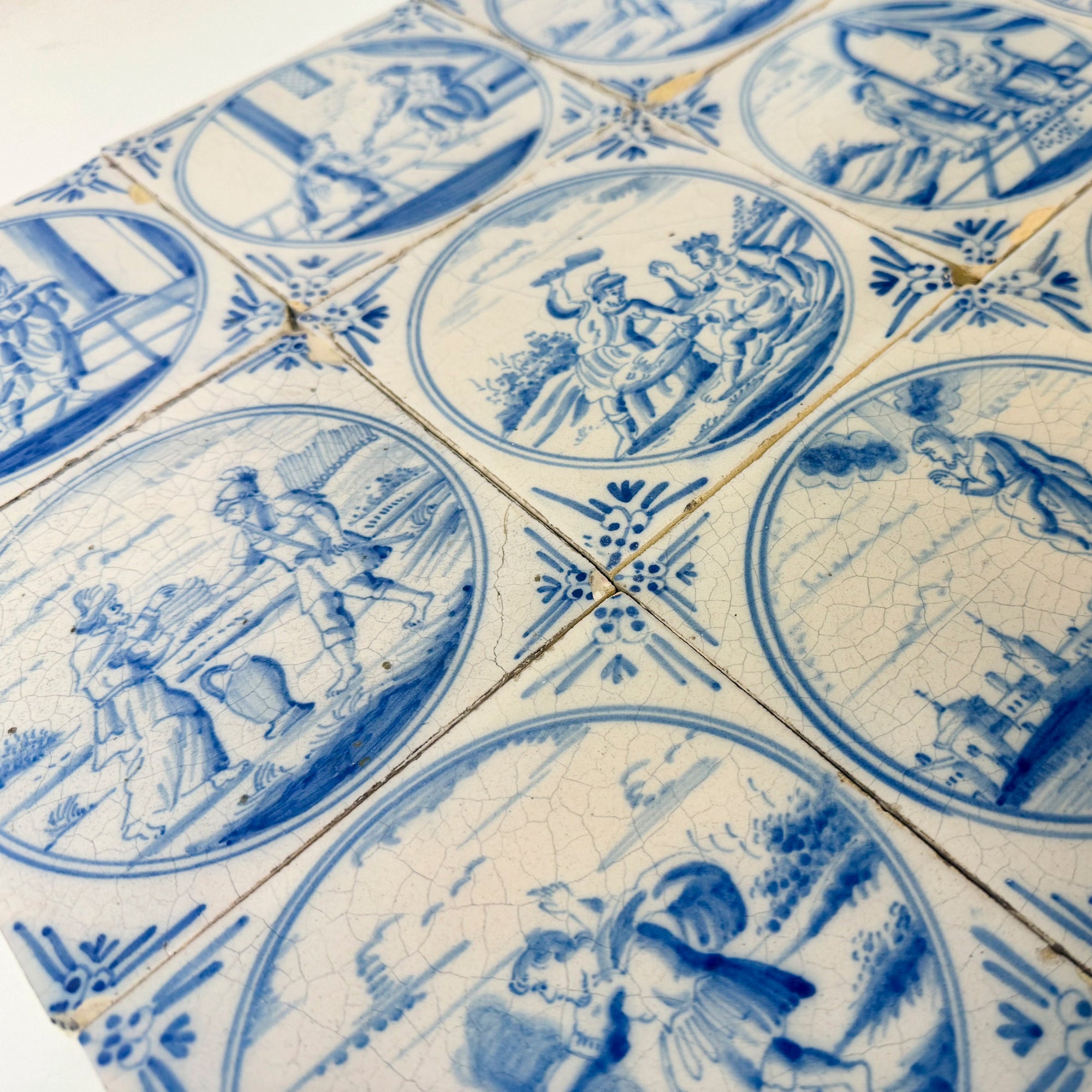 Set of 13 Antique 18th Century Biblical Dutch Delft Tiles | The Architectural Forum