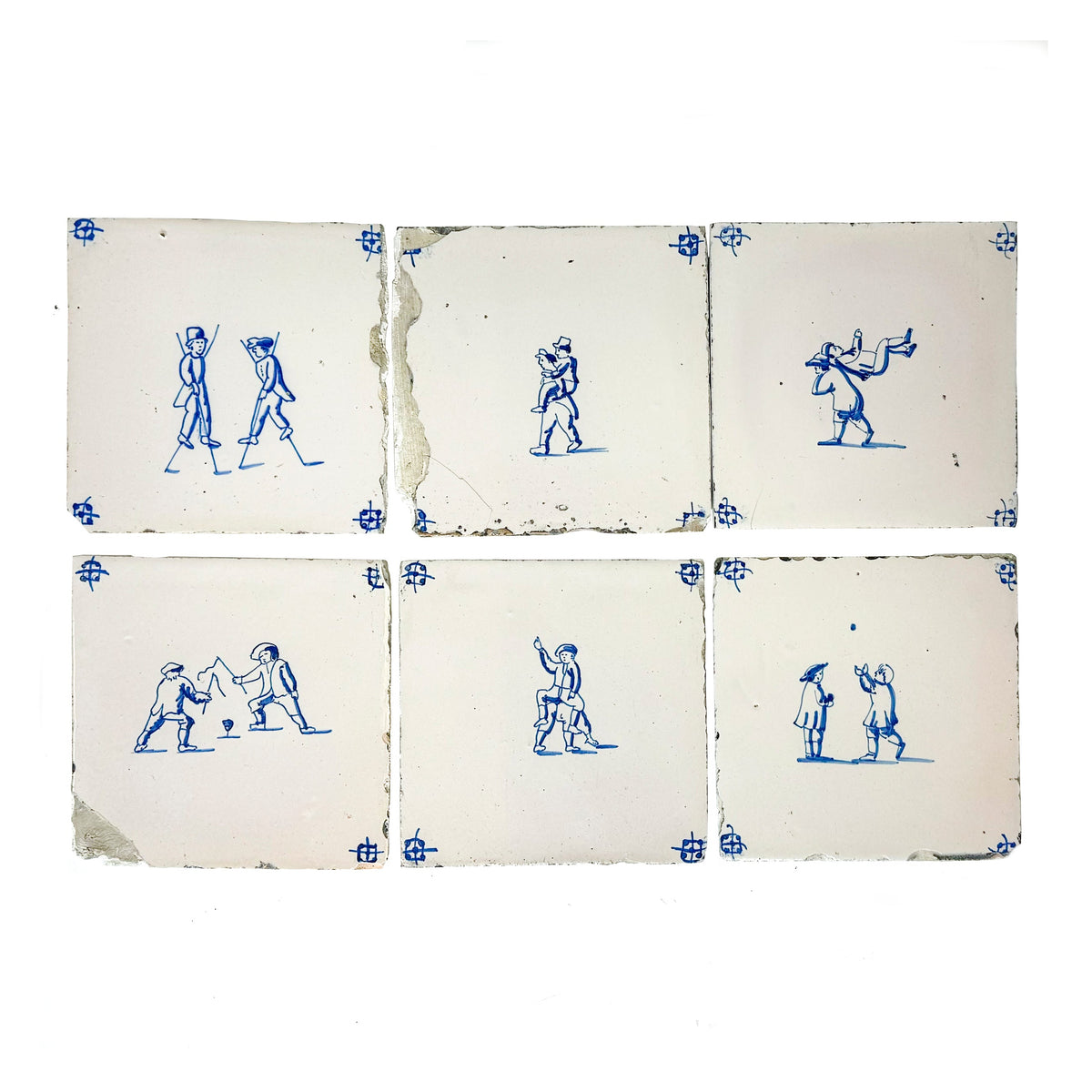 Set of 6 Antique 18th Century Dutch Delft Tiles | The Architectural Forum