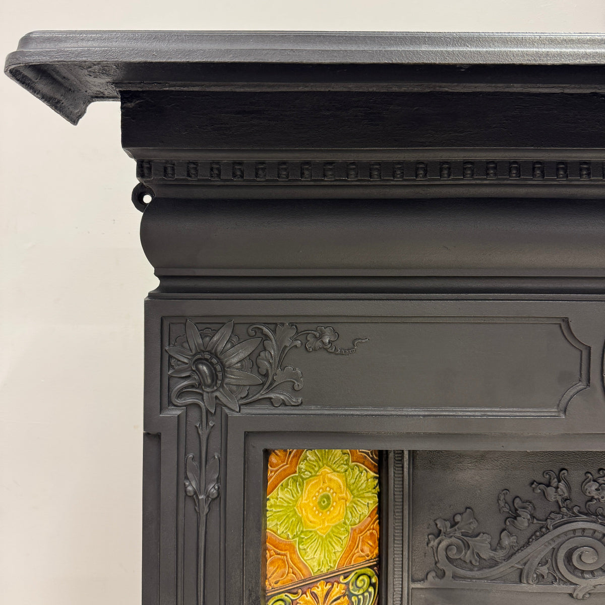 Antique Victorian Tiled Cast Iron Combination Fireplace