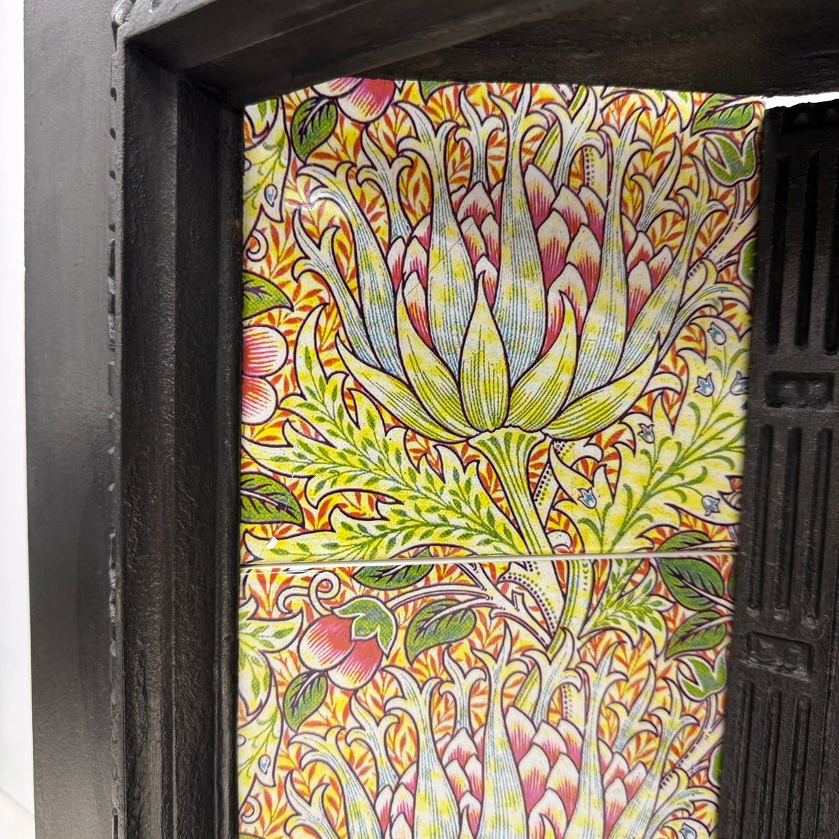 Antique Victorian Cast Iron Floral Tiled Fireplace Insert | The Architectural Forum