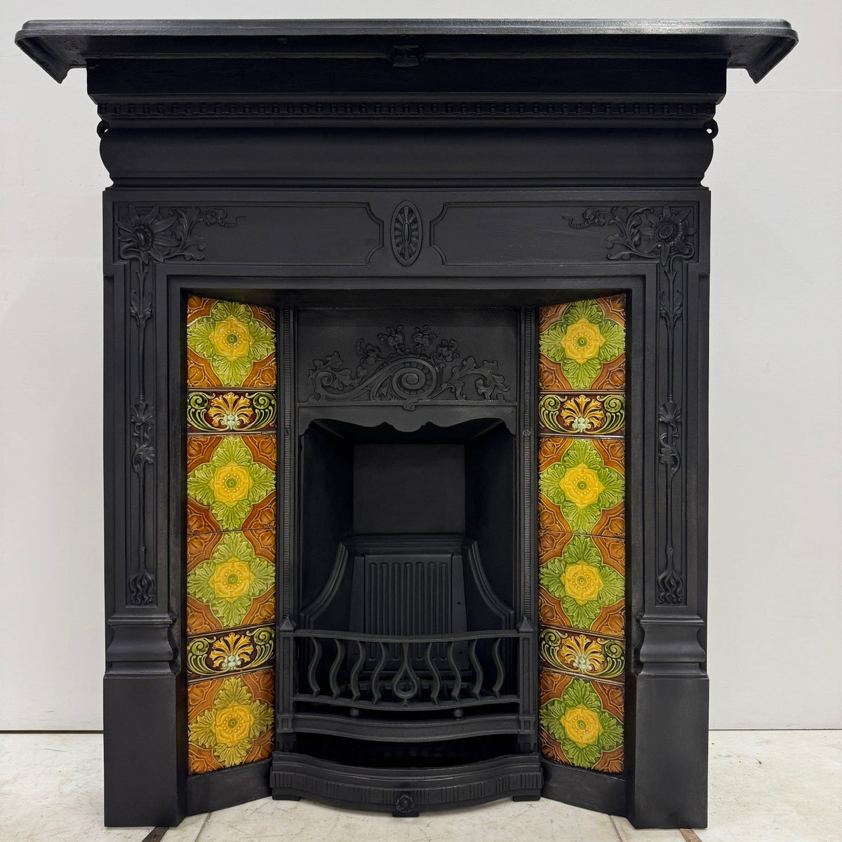 Antique Victorian Tiled Cast Iron Combination Fireplace