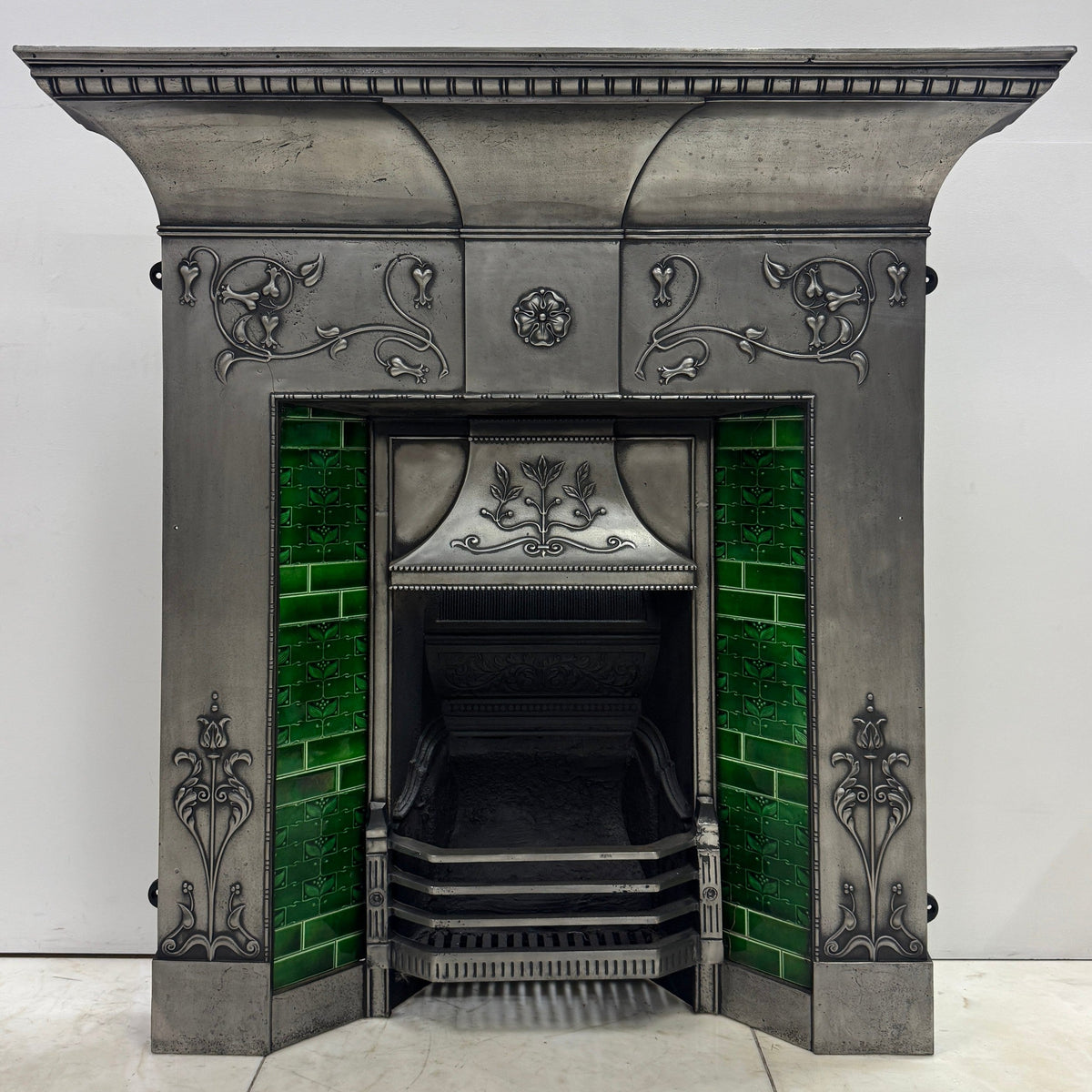 Antique Cast Iron Art Nouveau Combination Fireplace | The Architectural Forum