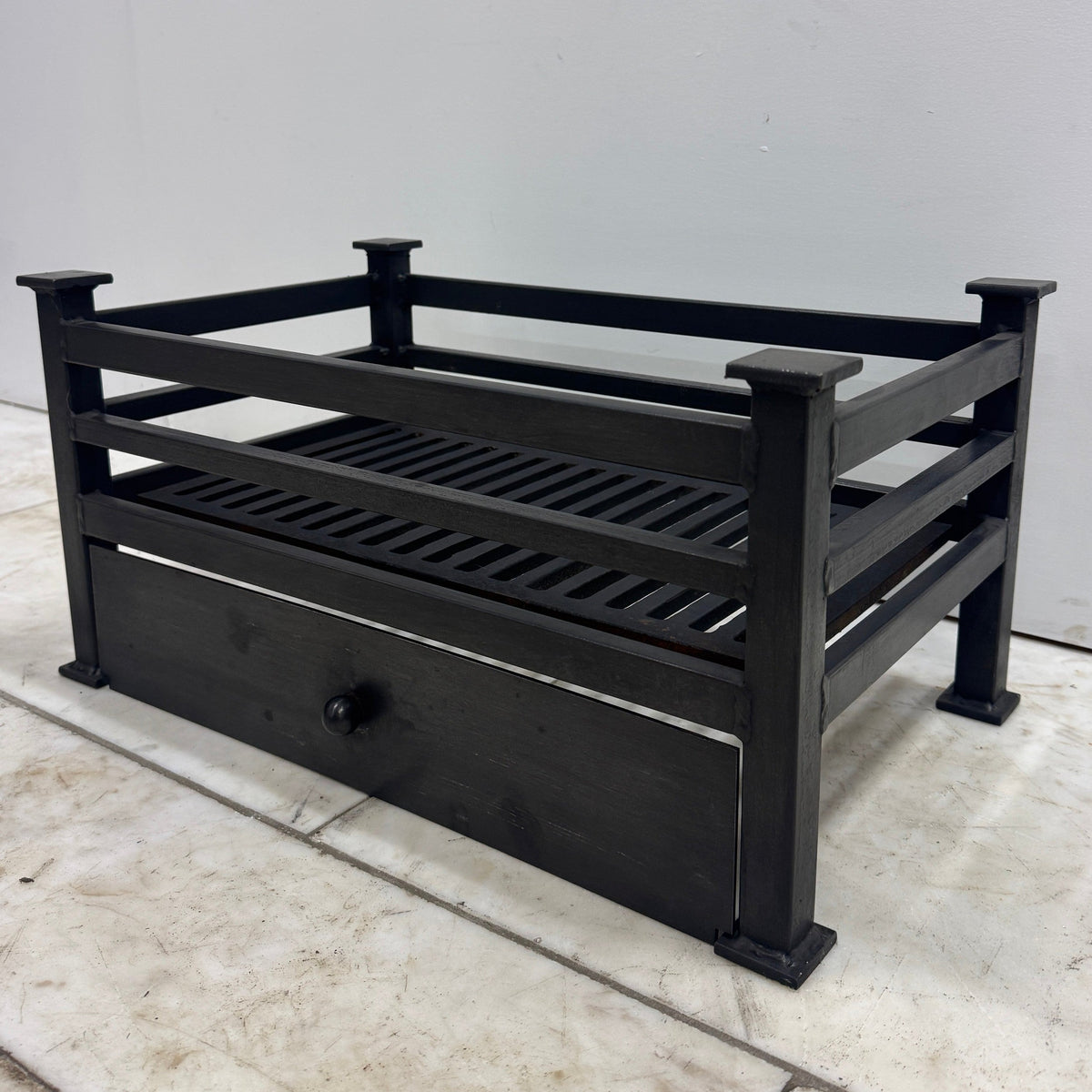 Reclaimed Black Fire Basket with Ash Pan Cover | The Architectural Forum