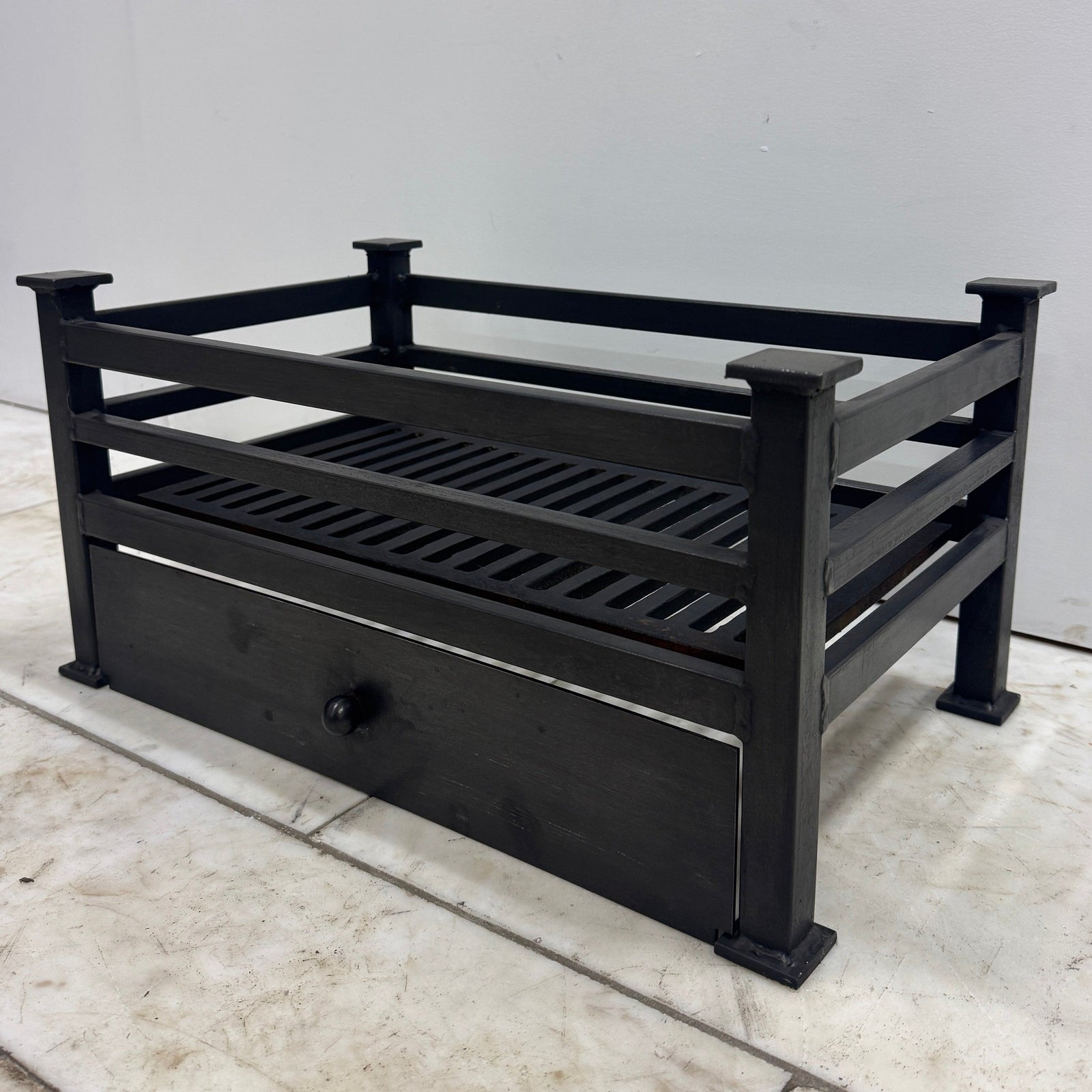 Reclaimed Black Fire Basket with Ash Pan Cover | The Architectural Forum