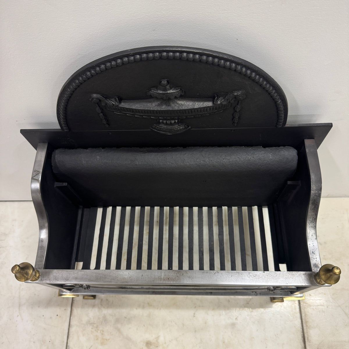 Regency-Style Reclaimed Fire Basket With Brass Finials | The Architectural Forum