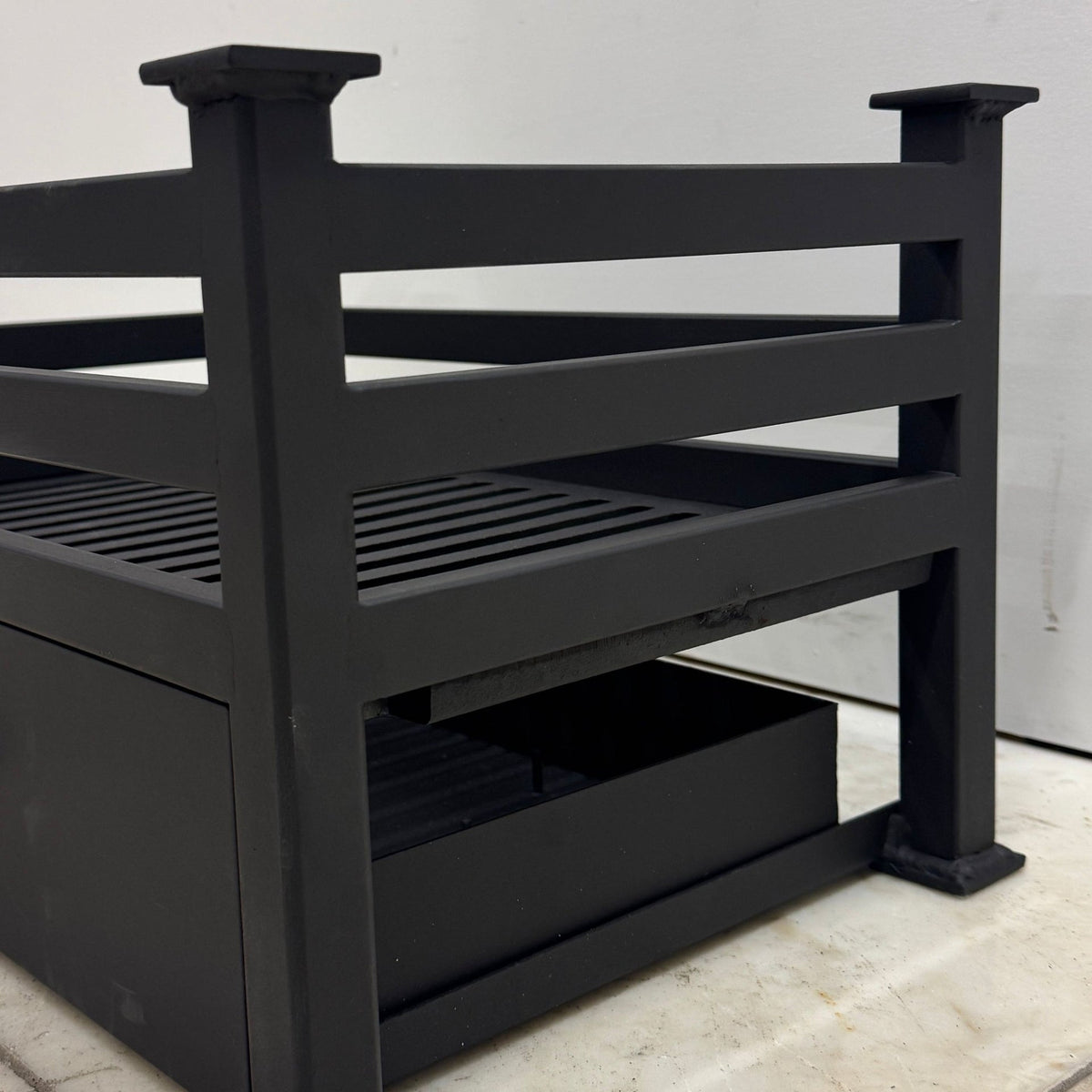 Reclaimed Cast Iron Fire Basket With Ash Pan | The Architectural Forum