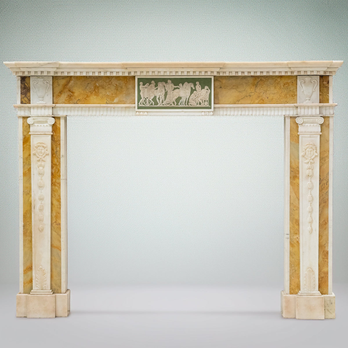 Antique Regency Statuary &amp; Siena Marble Fireplace Surround with Wedgwood Plaque | The Architectural Forum