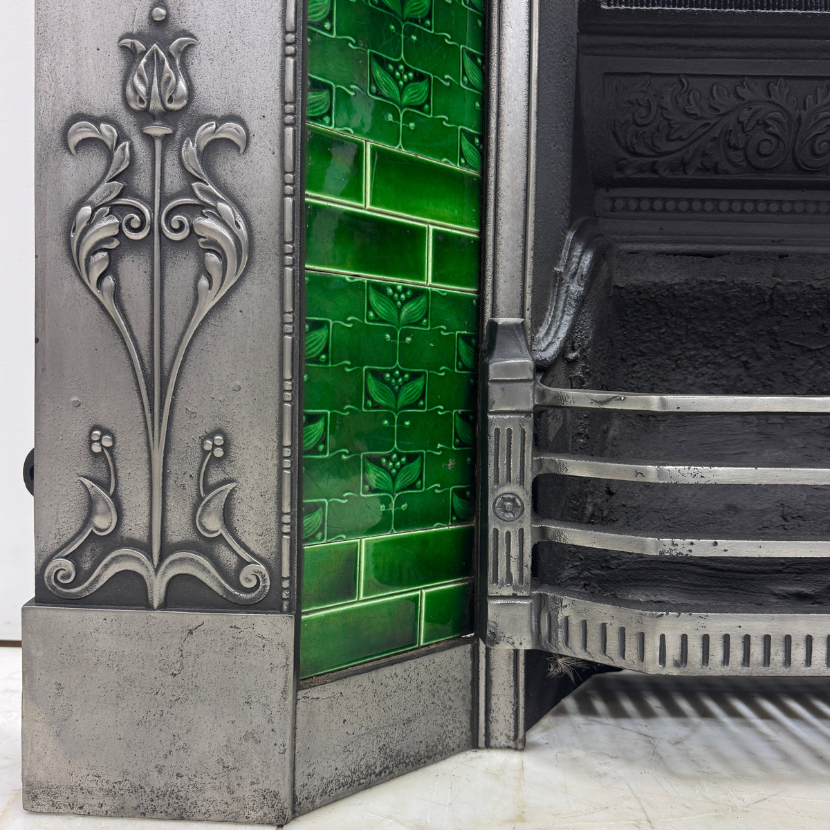 Antique Cast Iron Art Nouveau Combination Fireplace | The Architectural Forum