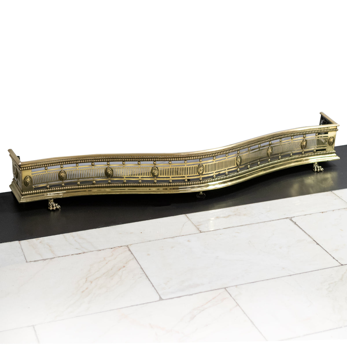 Antique Brass Fireplace Fender with Claw Feet | The Architectural Forum