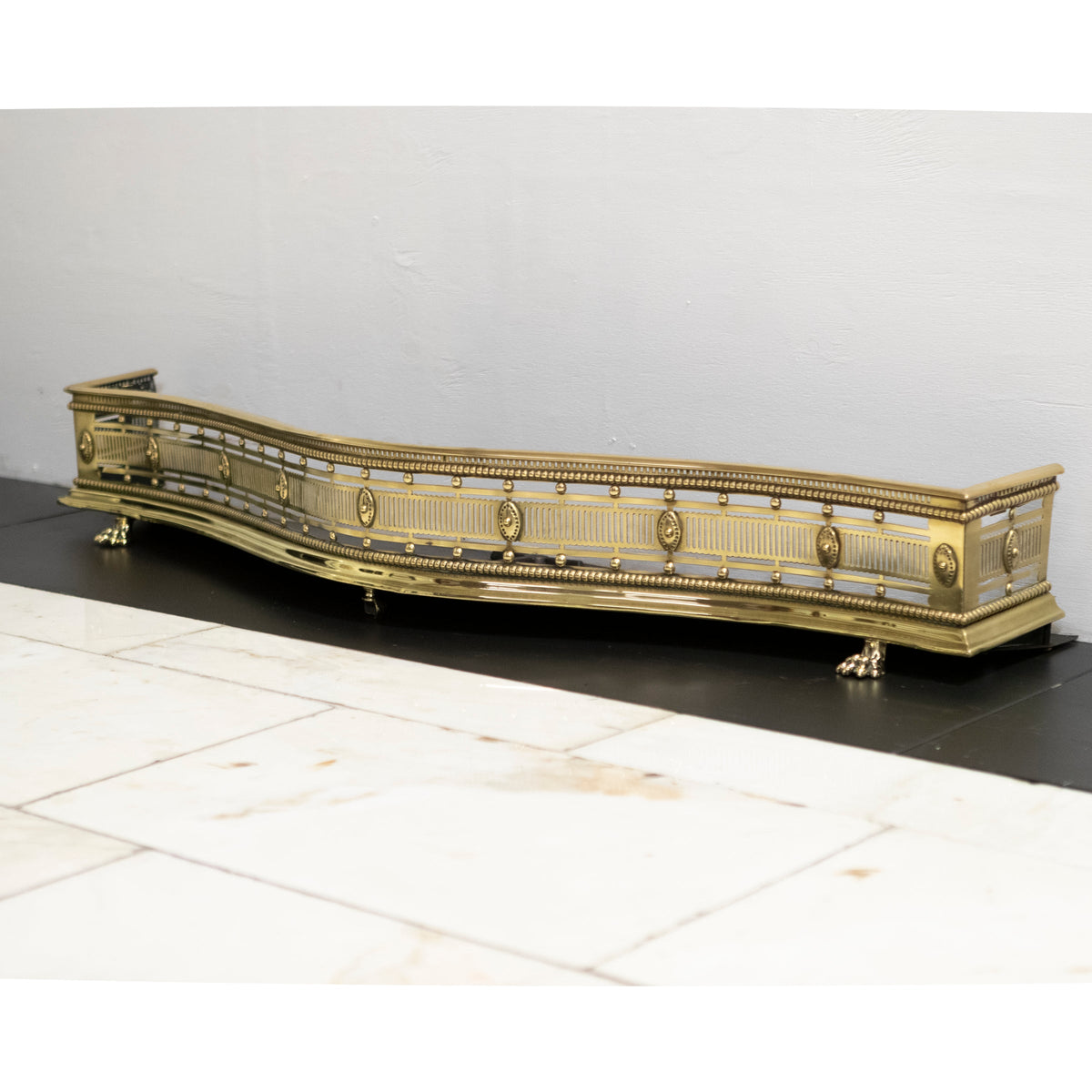 Antique Brass Fireplace Fender with Claw Feet | The Architectural Forum