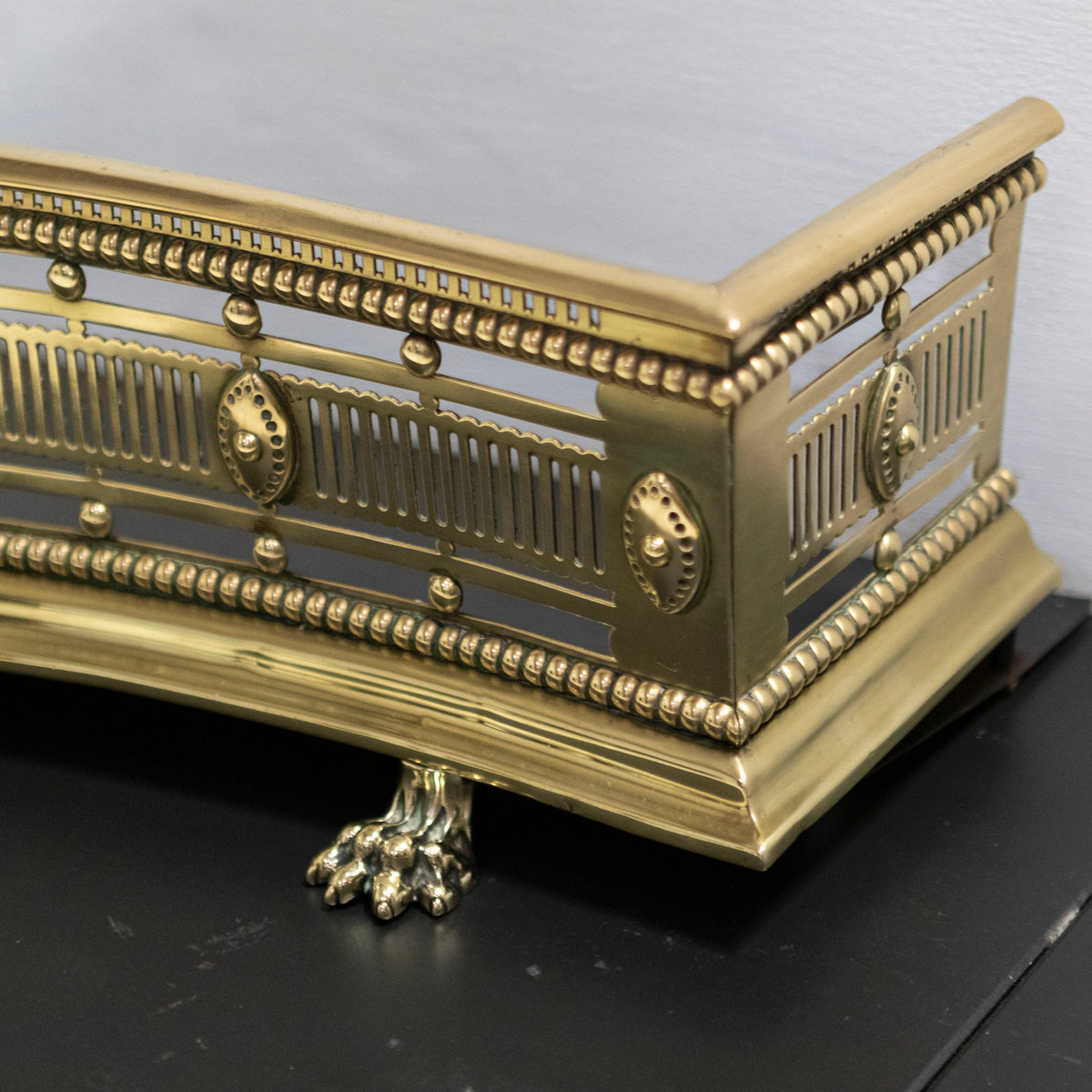 Antique Brass Fireplace Fender with Claw Feet | The Architectural Forum
