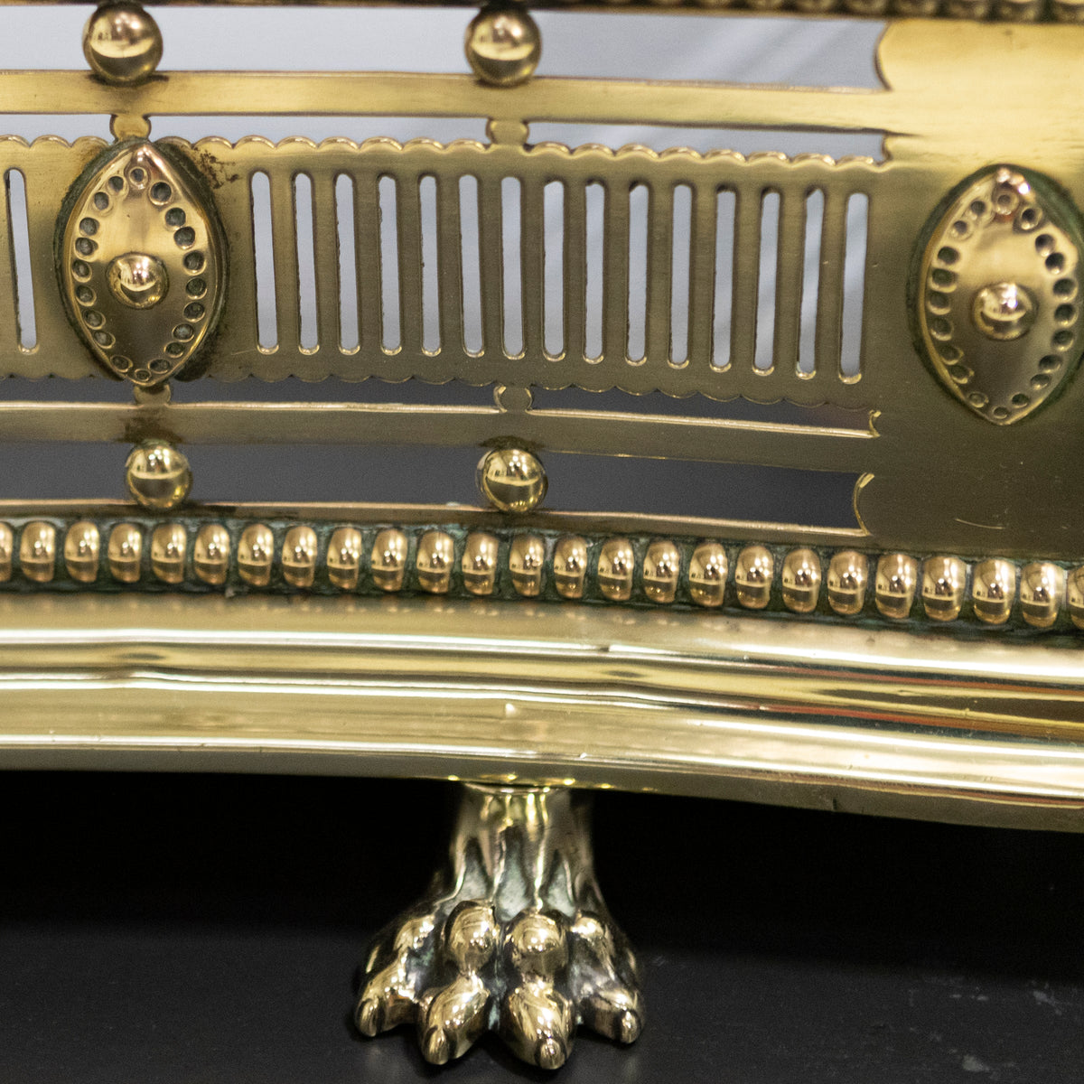 Antique Brass Fireplace Fender with Claw Feet | The Architectural Forum