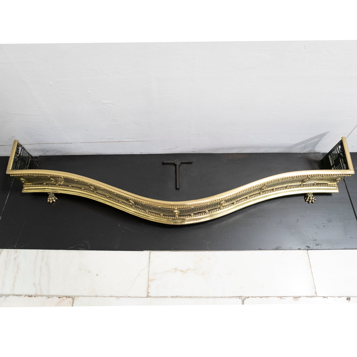 Antique Brass Fireplace Fender with Claw Feet | The Architectural Forum