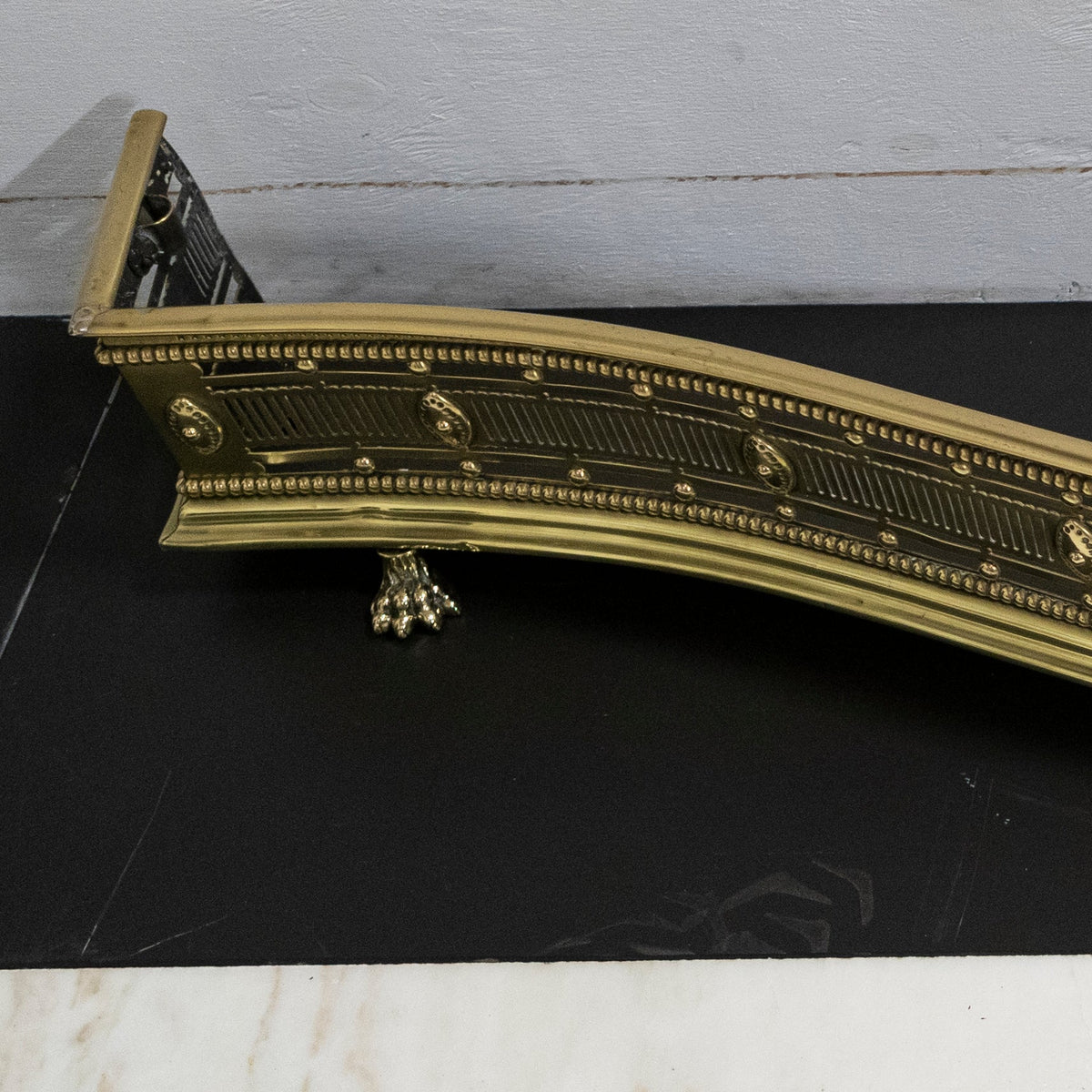 Antique Brass Fireplace Fender with Claw Feet | The Architectural Forum