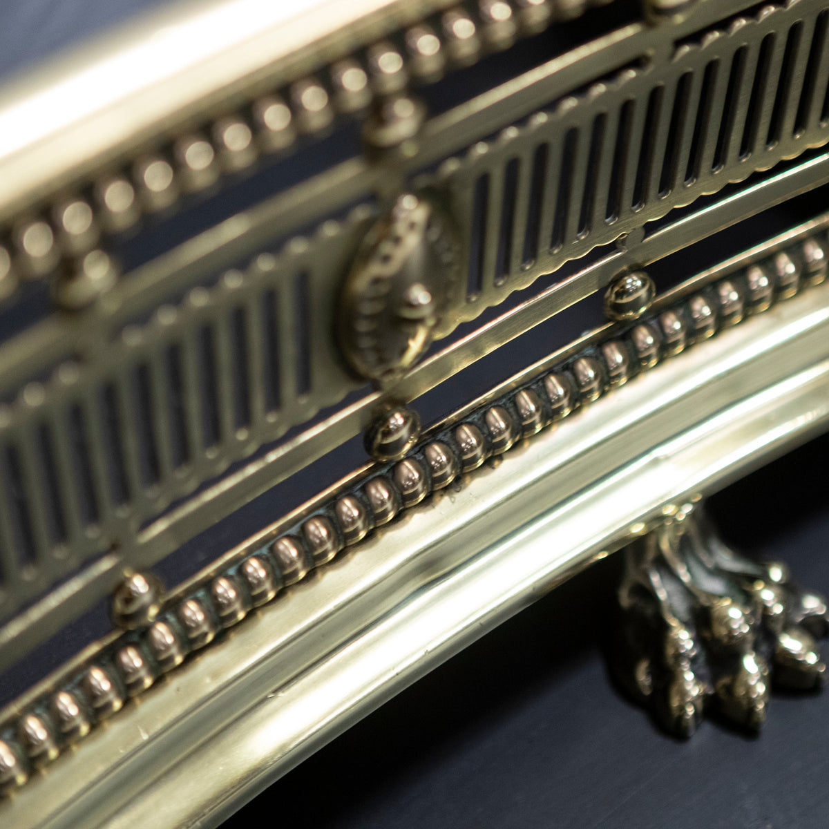 Antique Brass Fireplace Fender with Claw Feet | The Architectural Forum