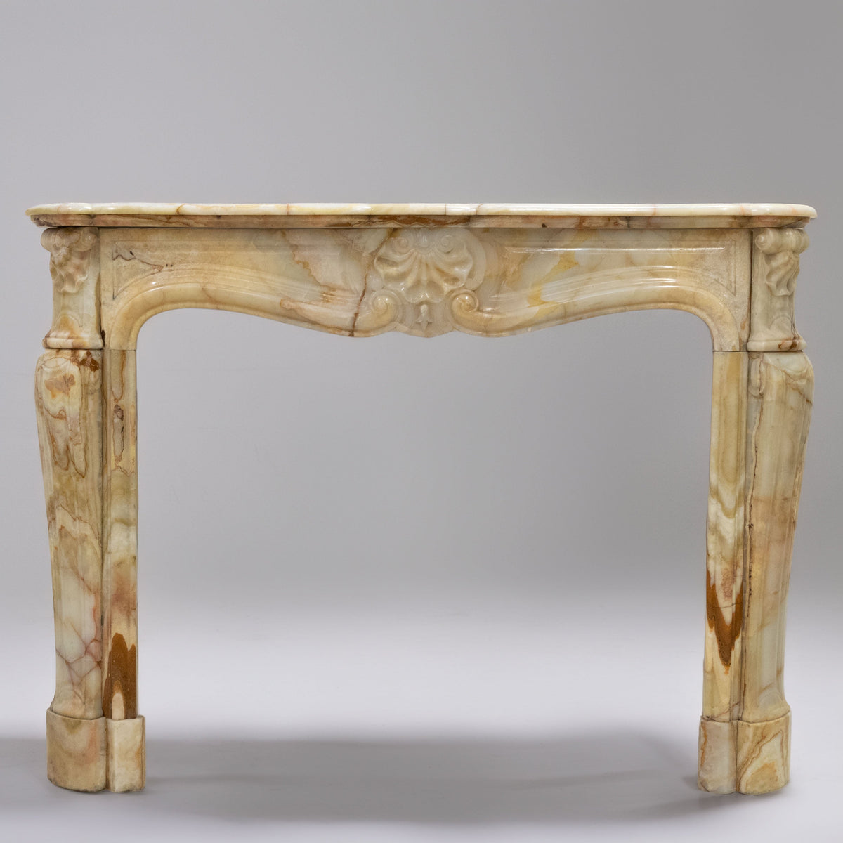 Superb French Louis Style Carved Onyx Fireplace Surround