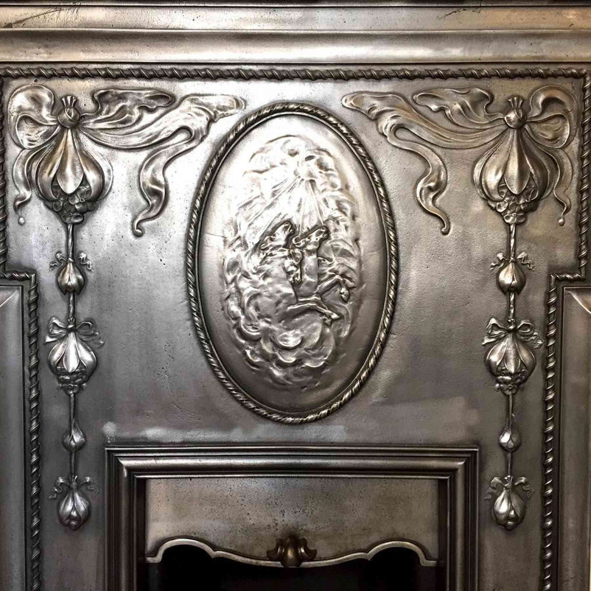 Antique Edwardian Polished Cast Iron Combination Fireplace | The Architectural Forum