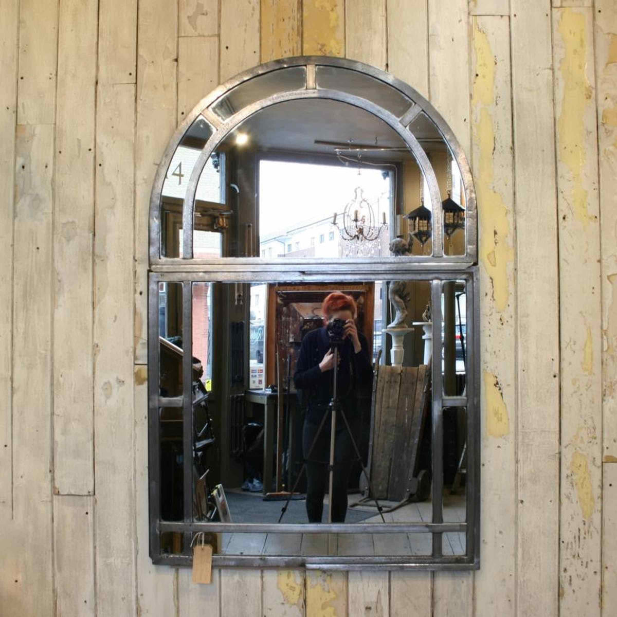 Antique Polished Cast Iron Arched Window Mirror | The Architectural Forum