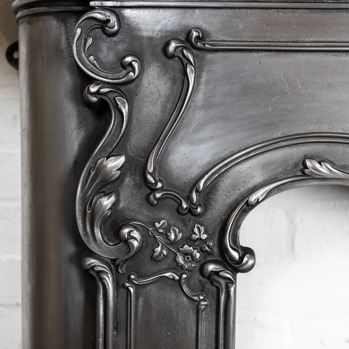 Antique Art Nouveau Ornate Polished Cast Iron Fireplace Surround | The Architectural Forum