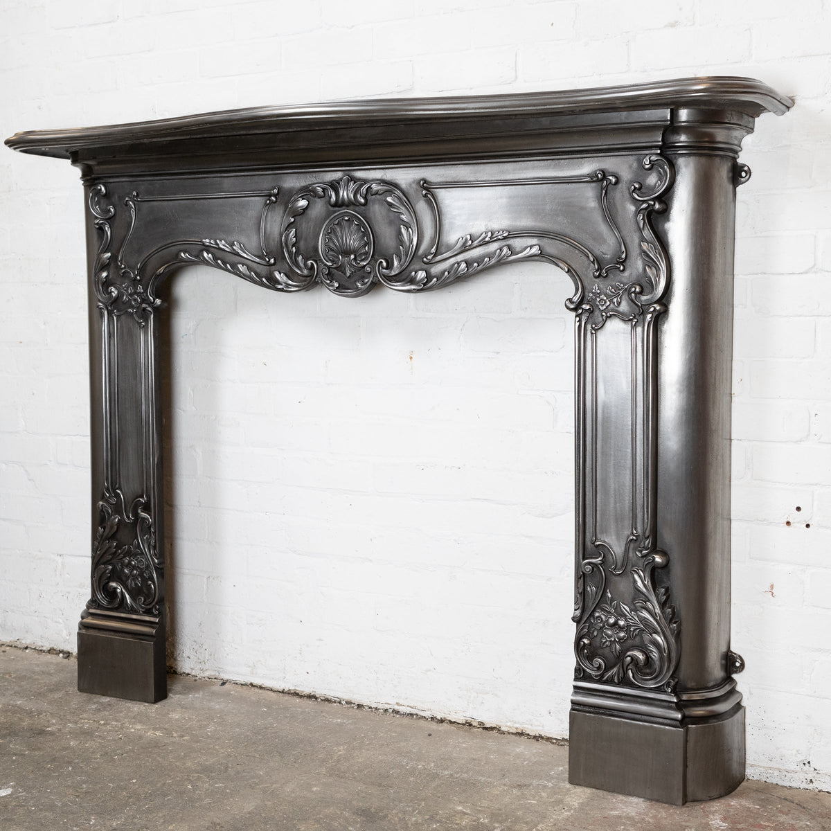 Antique Art Nouveau Ornate Polished Cast Iron Fireplace Surround | The Architectural Forum