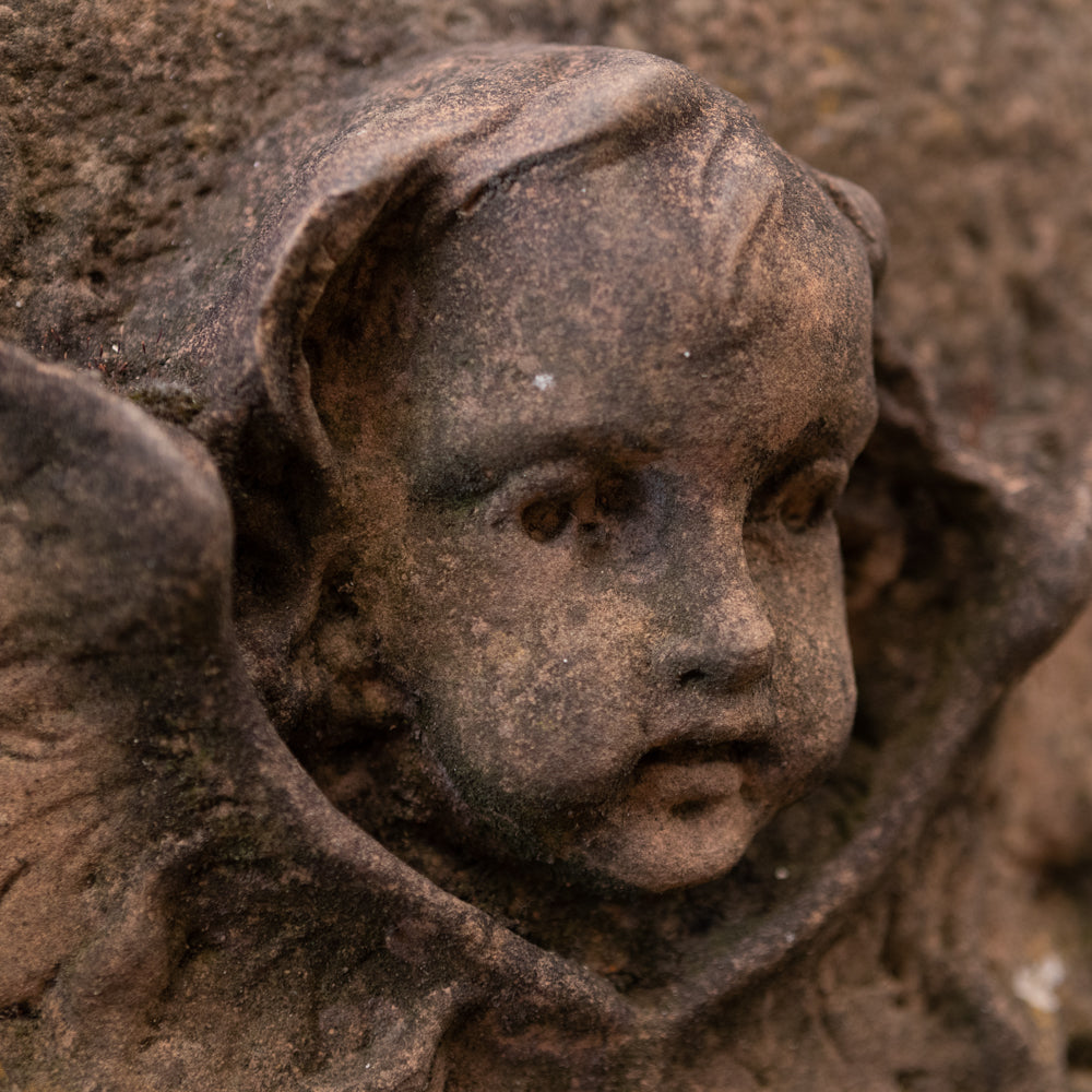 Antique Carved Red Sandstone Cherub Statuary Element | The Architectural Forum