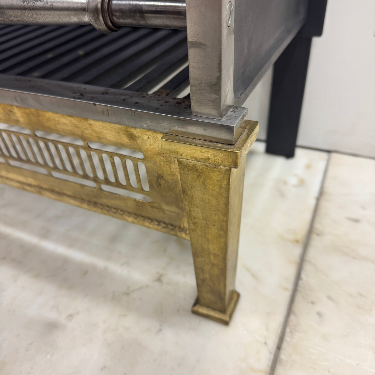 Regency-Style Reclaimed Fire Basket With Brass Finials | The Architectural Forum