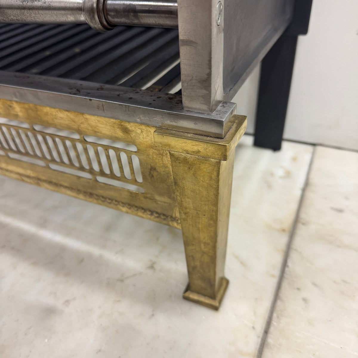 Regency-Style Reclaimed Fire Basket With Brass Finials | The Architectural Forum