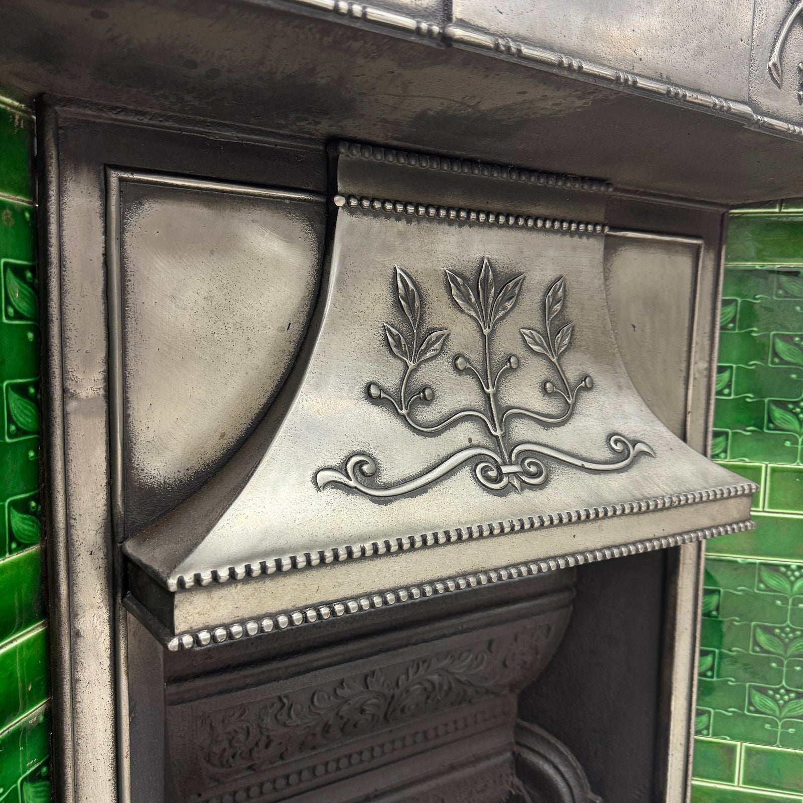 Antique Cast Iron Art Nouveau Combination Fireplace | The Architectural Forum