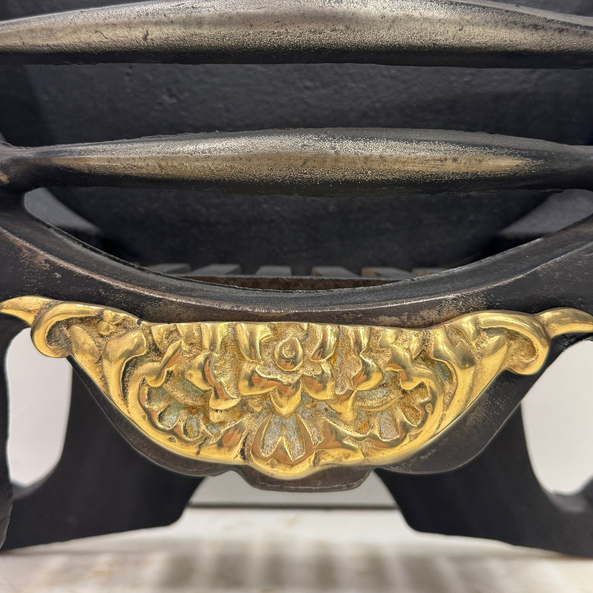 Reclaimed Cast Iron Fire Basket With Brass Finials | The Architectural Forum