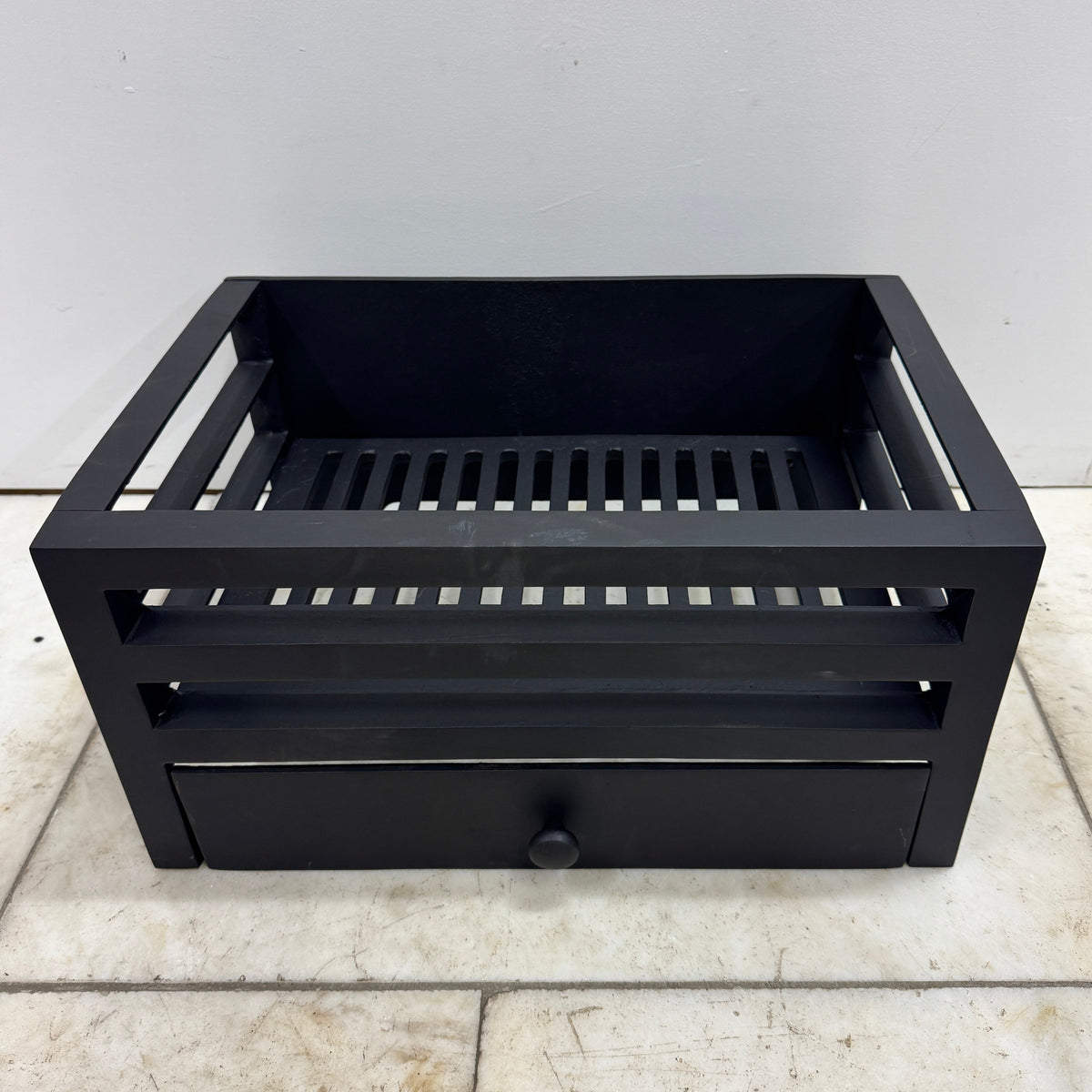 Reclaimed Cast Iron Fire Basket With Ash Pan Cover