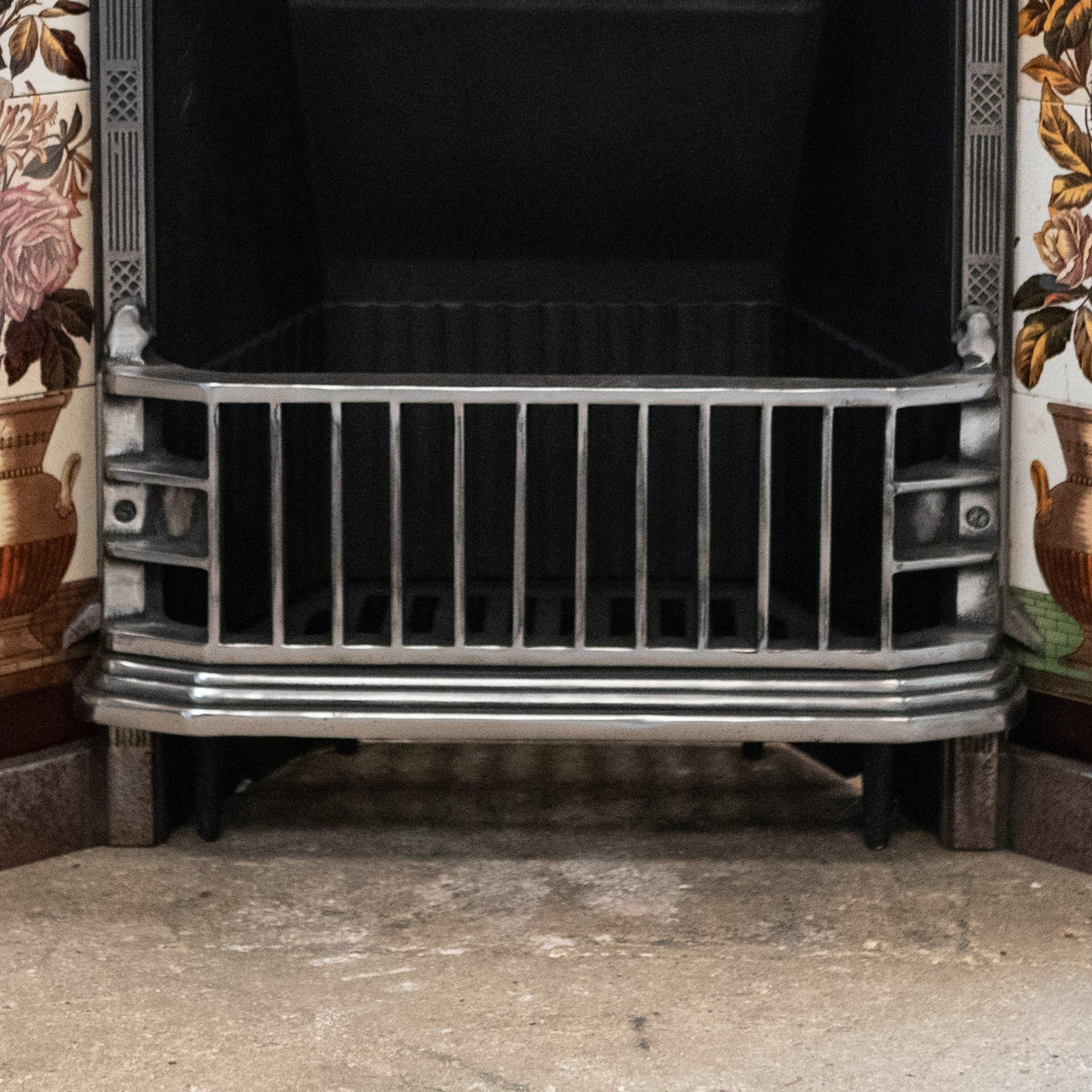 Antique Polished Cast Iron Fireplace Insert with Tiles | The Architectural Forum