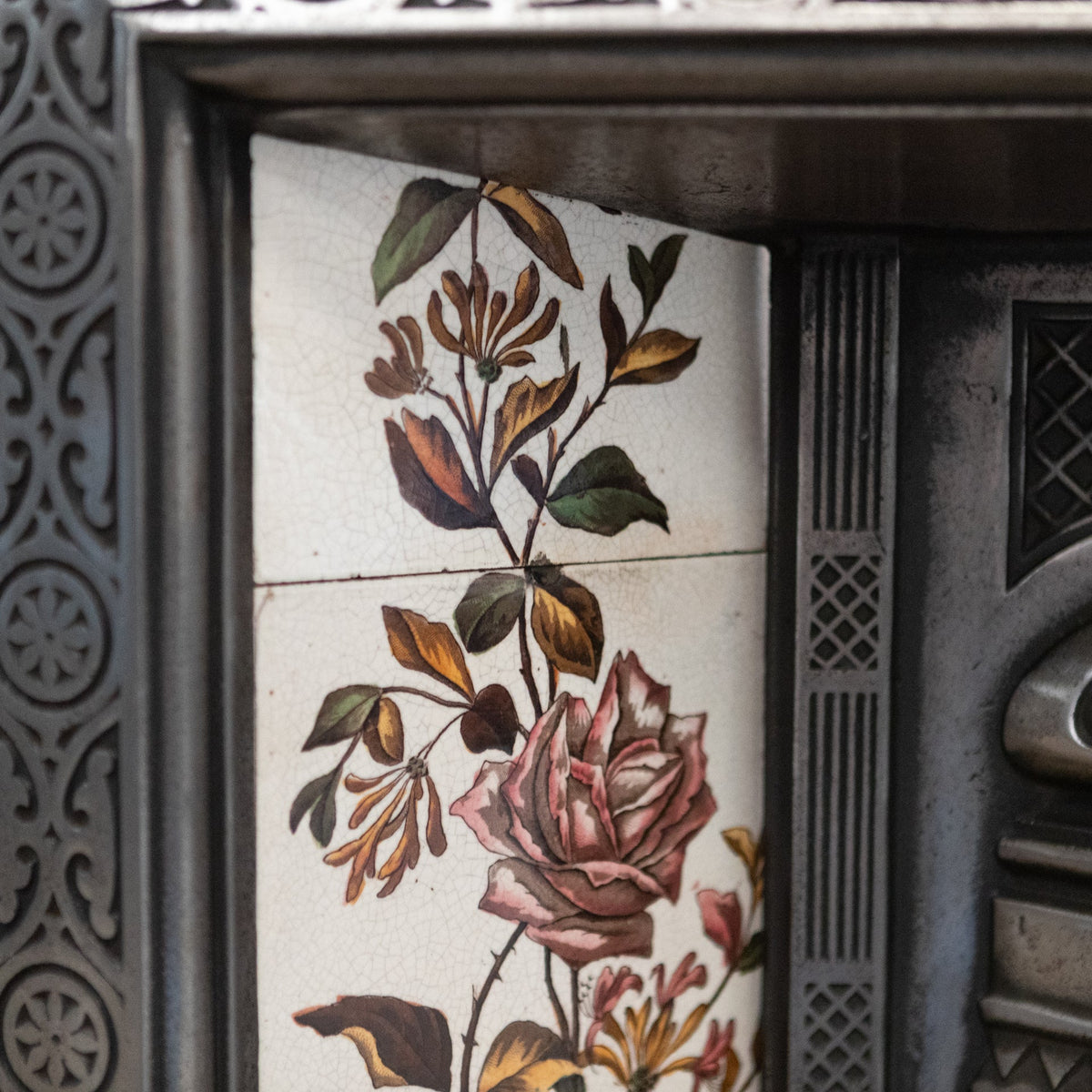 Antique Polished Cast Iron Fireplace Insert with Tiles | The Architectural Forum