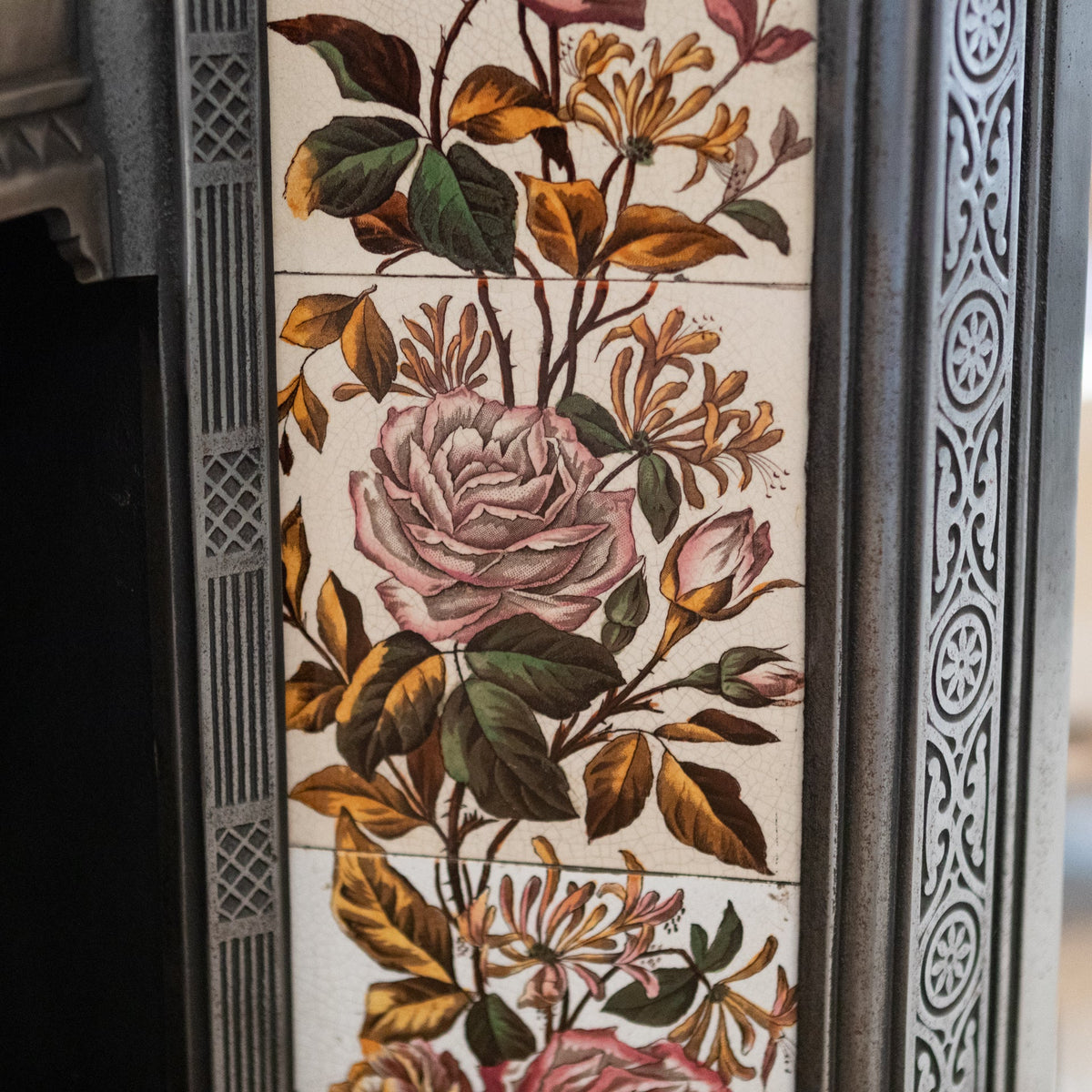 Antique Polished Cast Iron Fireplace Insert with Tiles | The Architectural Forum