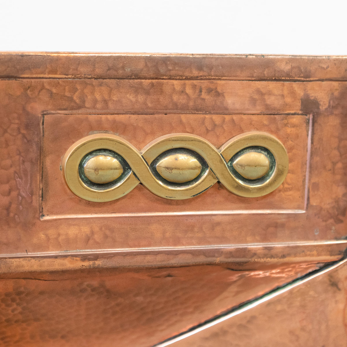 Antique Arts and Crafts Copper and Brass Fireplace Insert | Slips