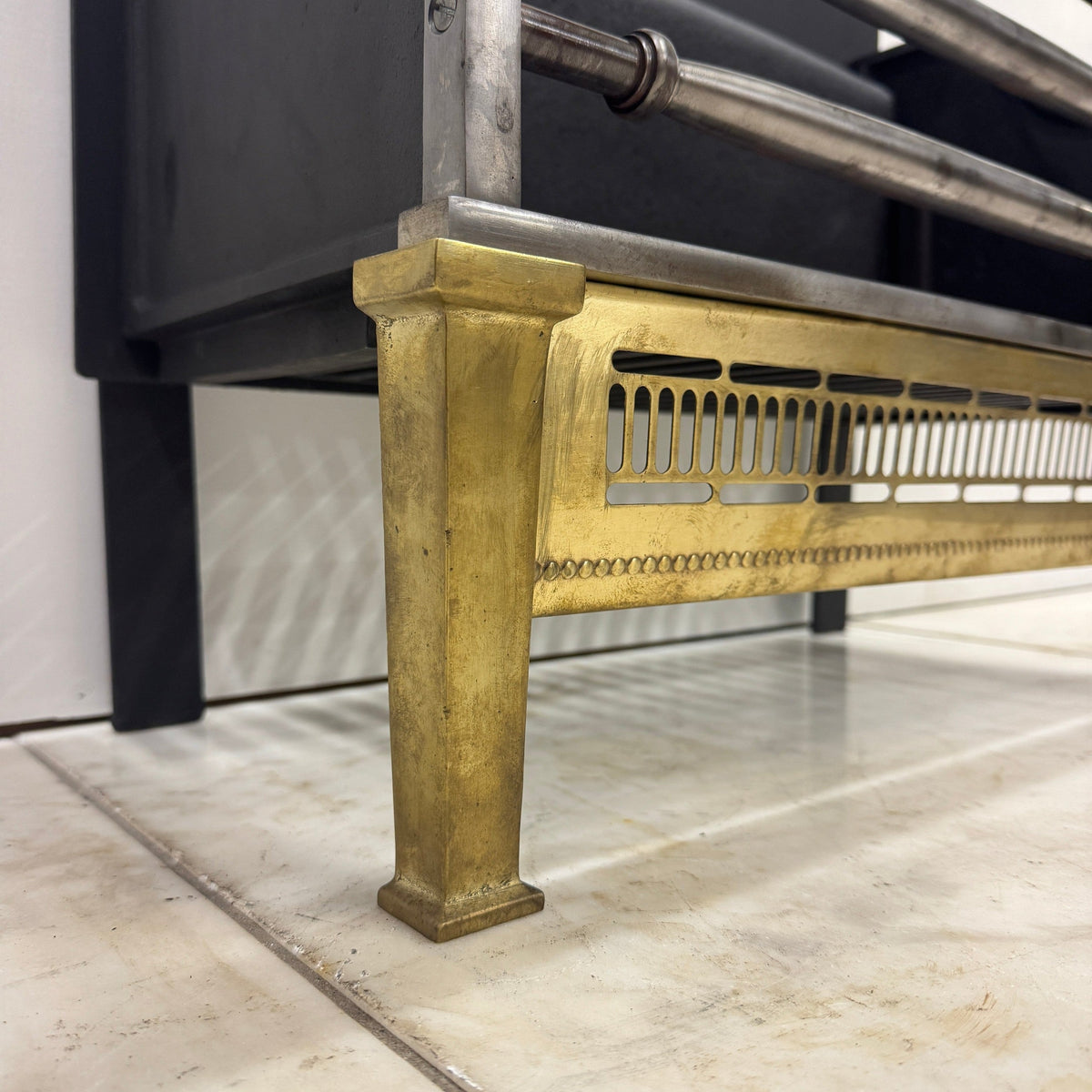 Regency-Style Reclaimed Fire Basket With Brass Finials | The Architectural Forum