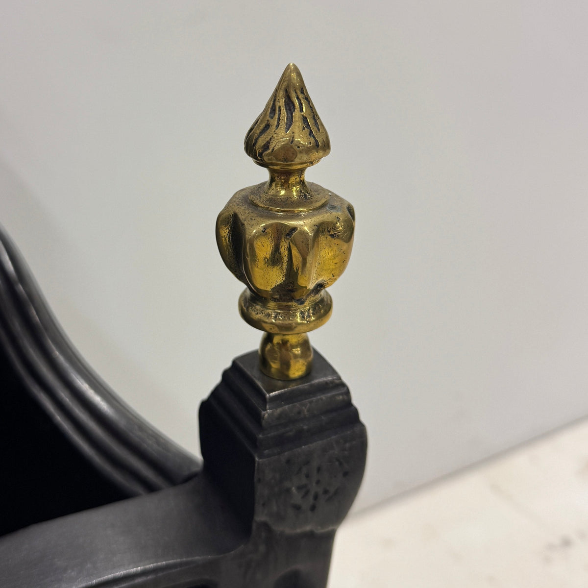 Reclaimed Cast Iron Fire Basket with Brass Finials and Decorative Apron | The Architectural Forum