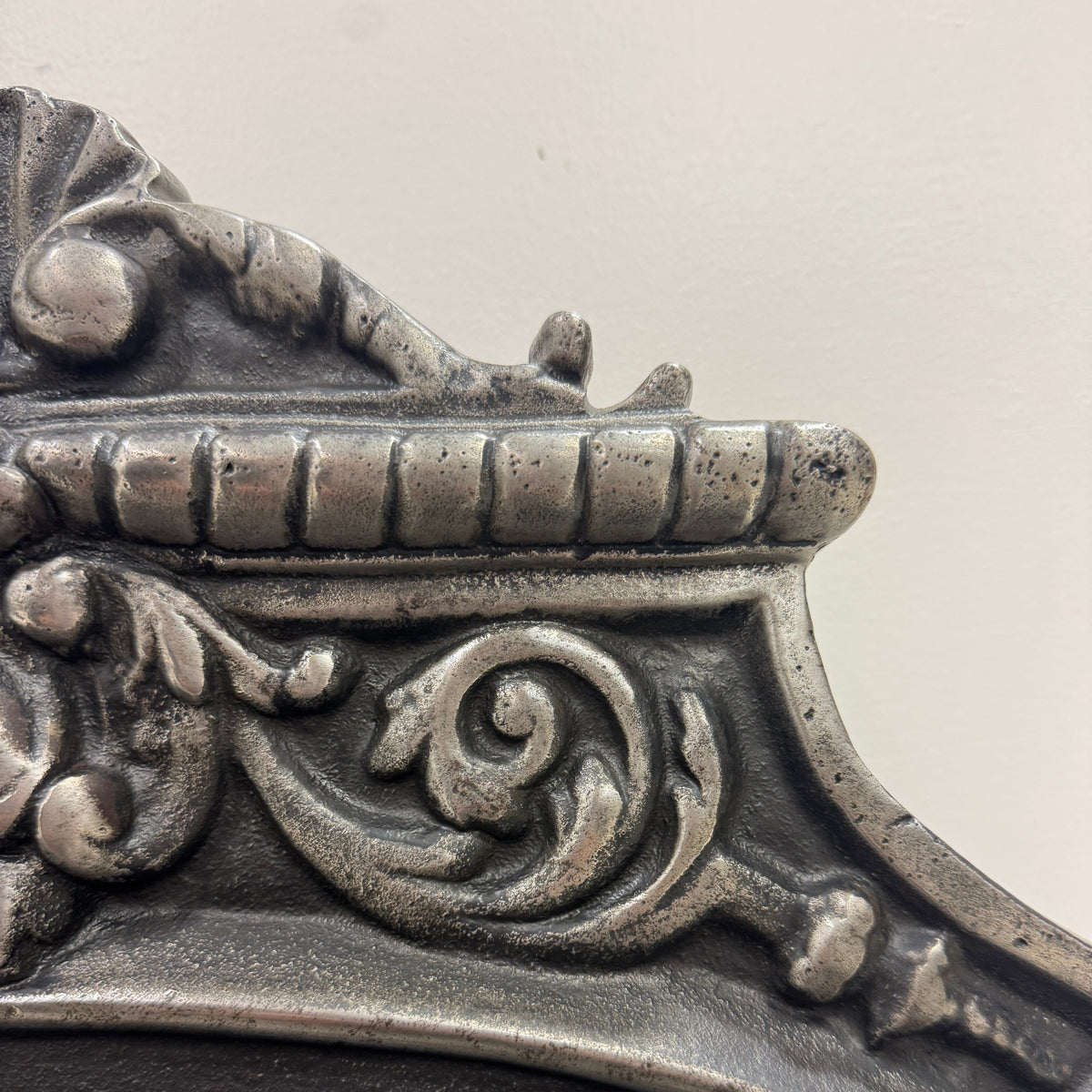 Reclaimed Cast Iron Fire Basket With Brass Finials