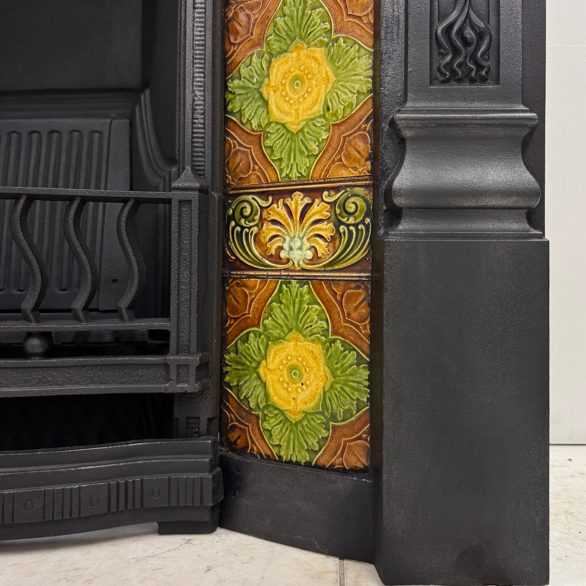 Antique Victorian Tiled Cast Iron Combination Fireplace