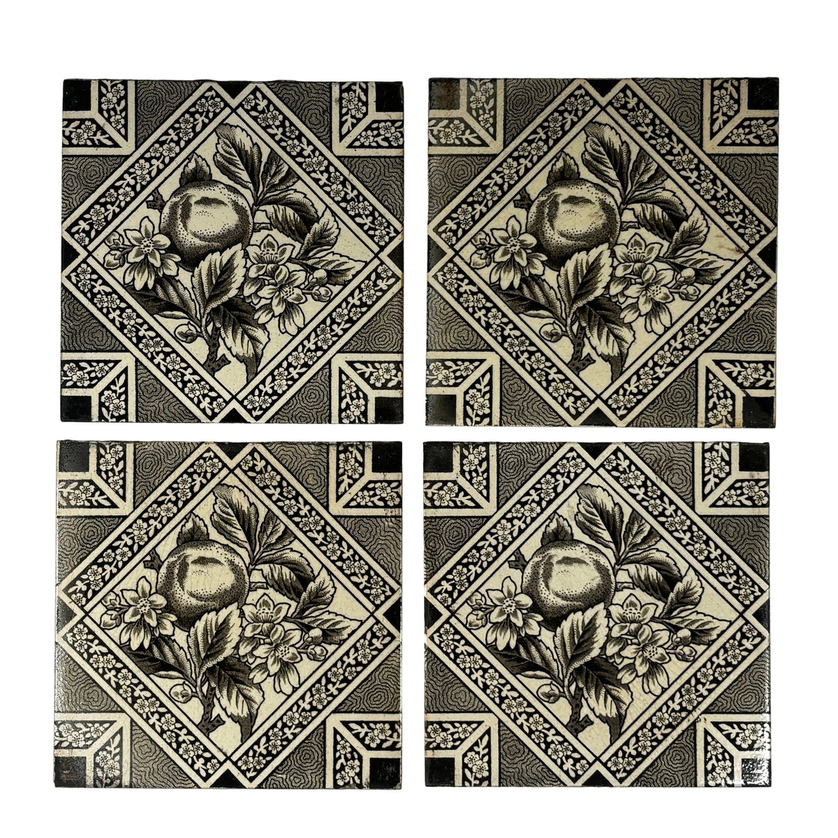Antique Fruit &amp; Blossom Ceramic Tiles Set of 4 | The Architectural Forum