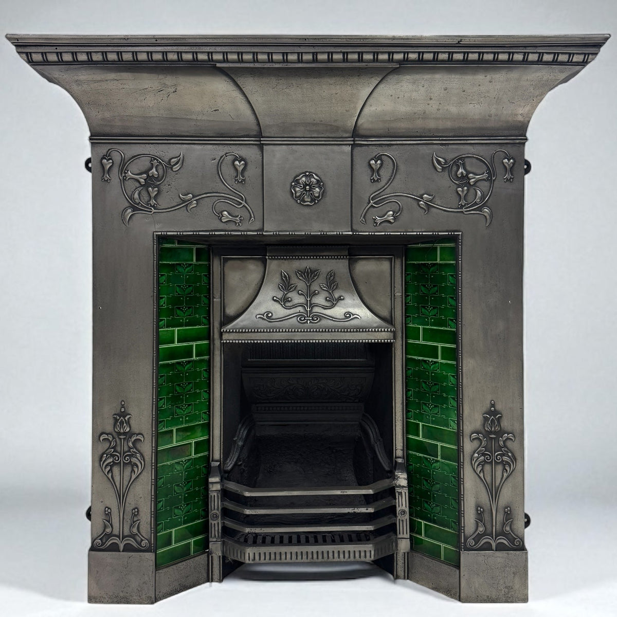 Antique Cast Iron Art Nouveau Combination Fireplace | The Architectural Forum
