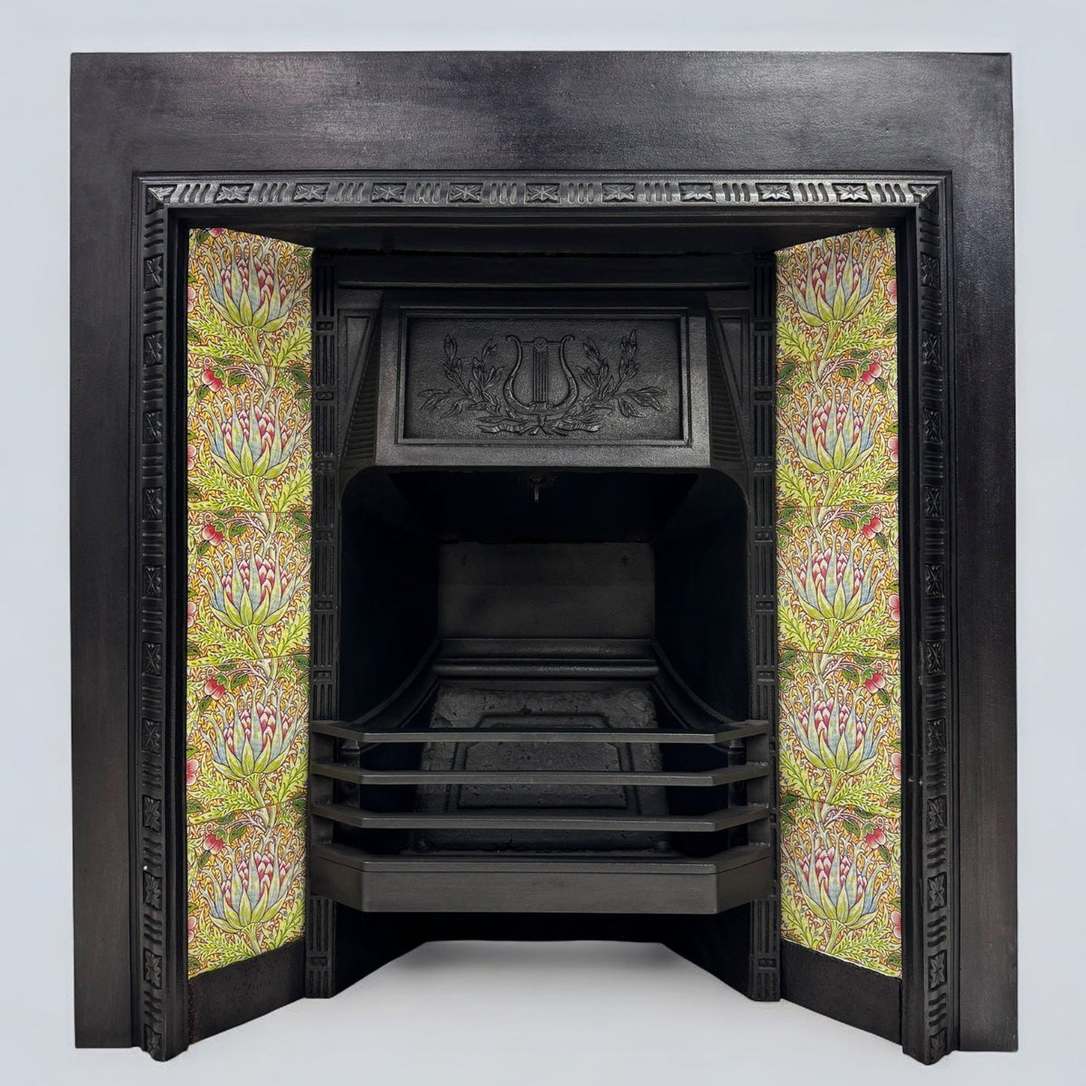 Antique Victorian Cast Iron Floral Tiled Fireplace Insert | The Architectural Forum