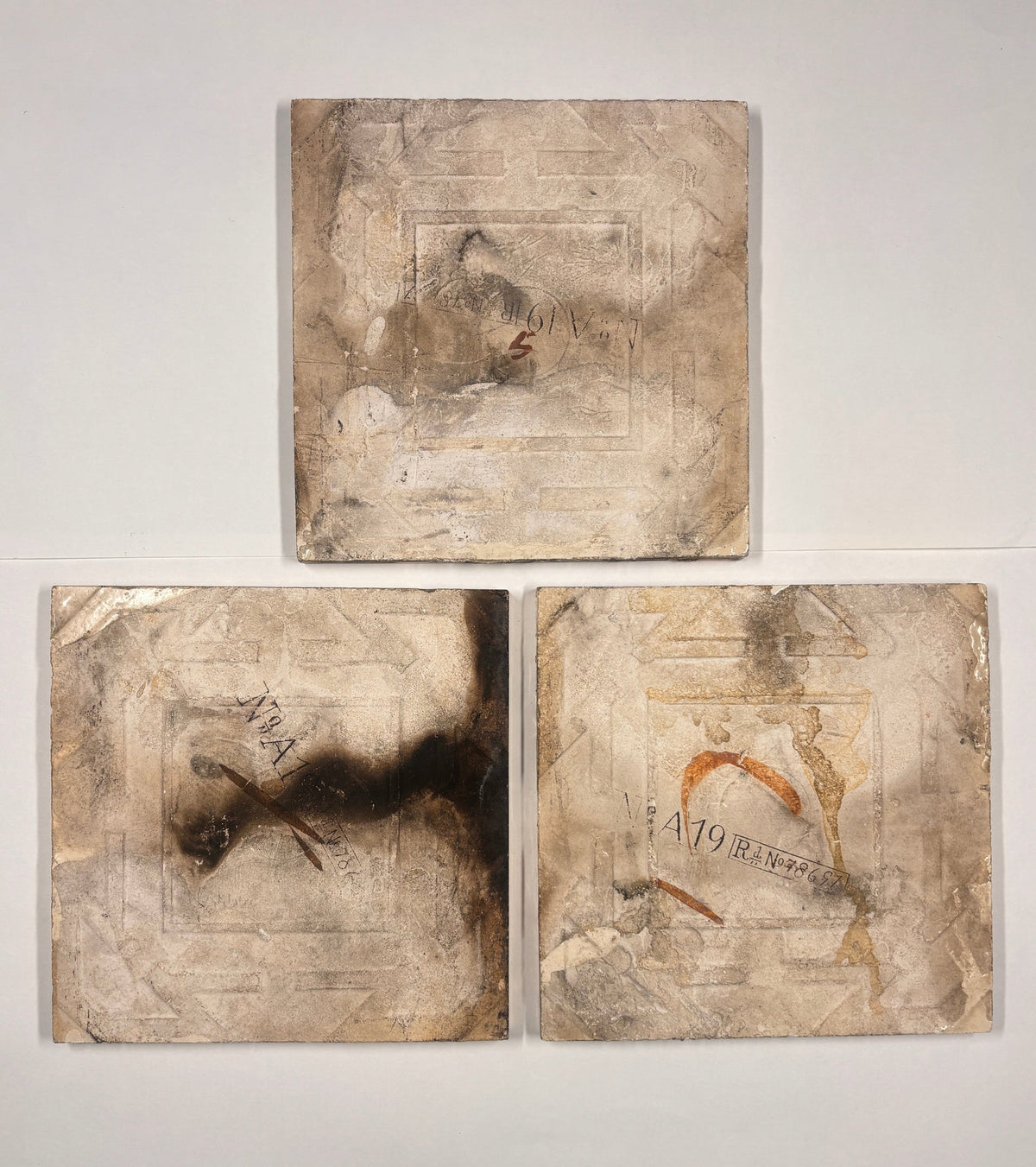 Antique Ceramic Floral Tiles Set of 3. | The Architectural Forum