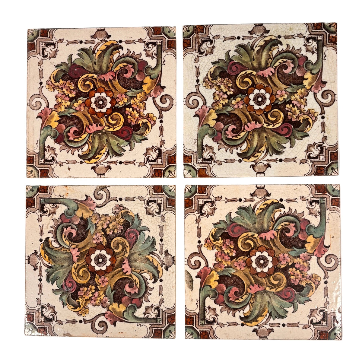 Vintage Victorian-era Ceramic Tiles Set of 4 | The Architectural Forum