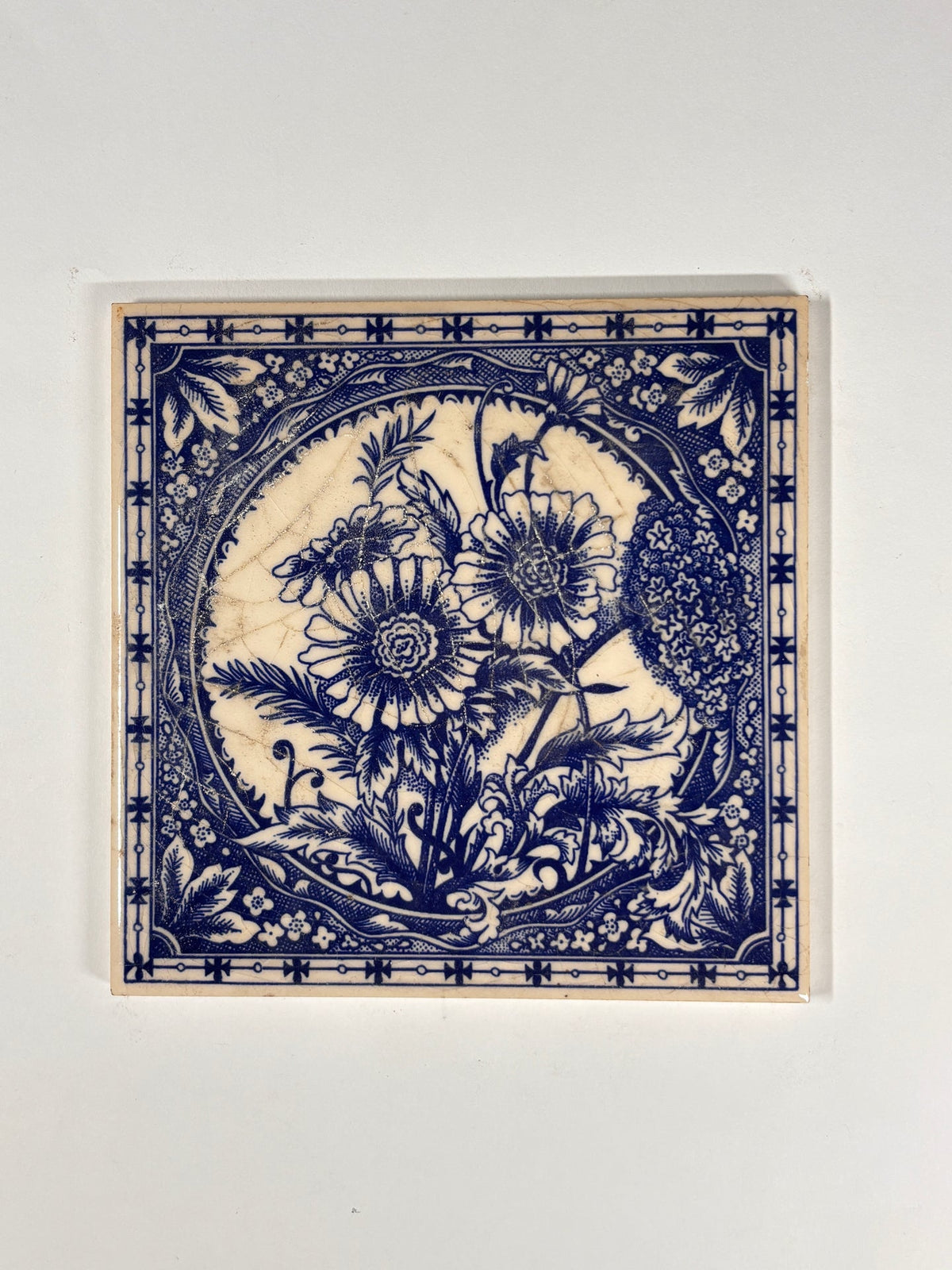 Blue &amp; White Botanical Ceramic Tiles Set of 6 | The Architectural Forum